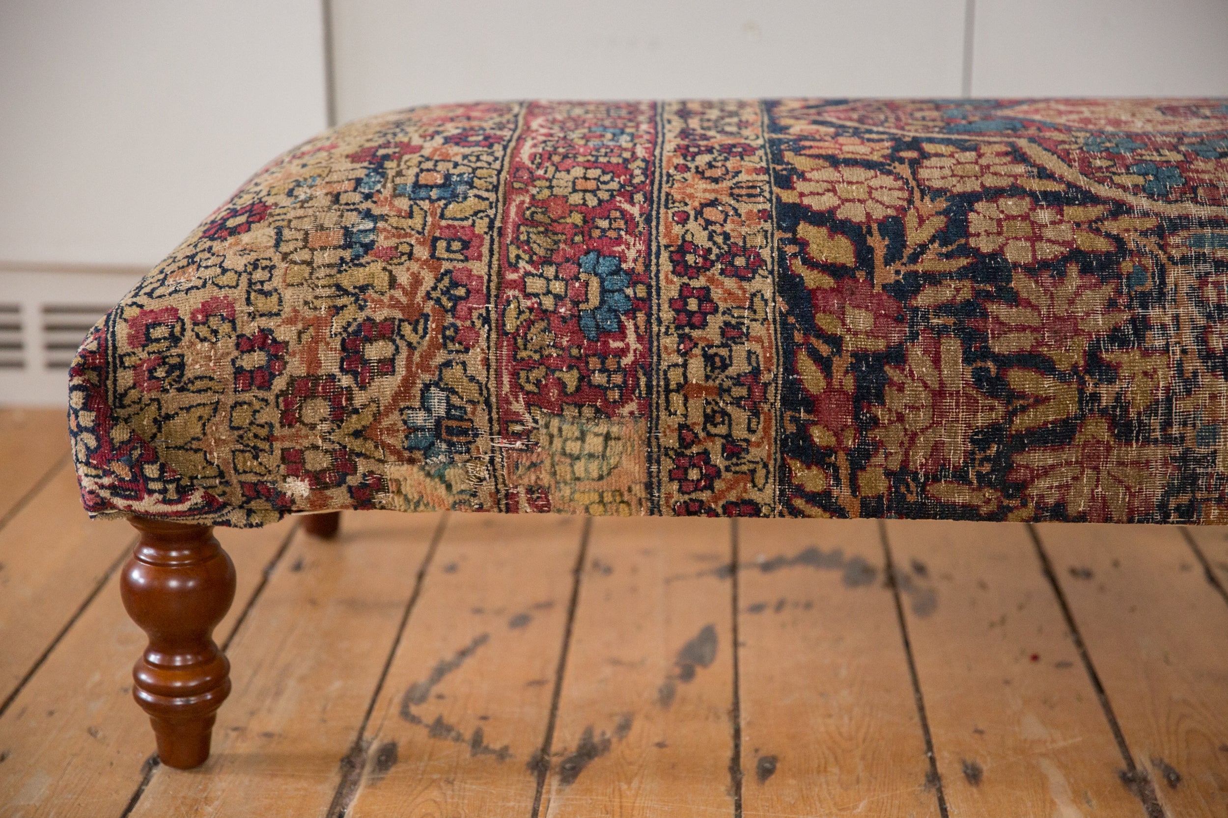 RESERVED Antique Persian Kerman Rug Ottoman Coffee Table