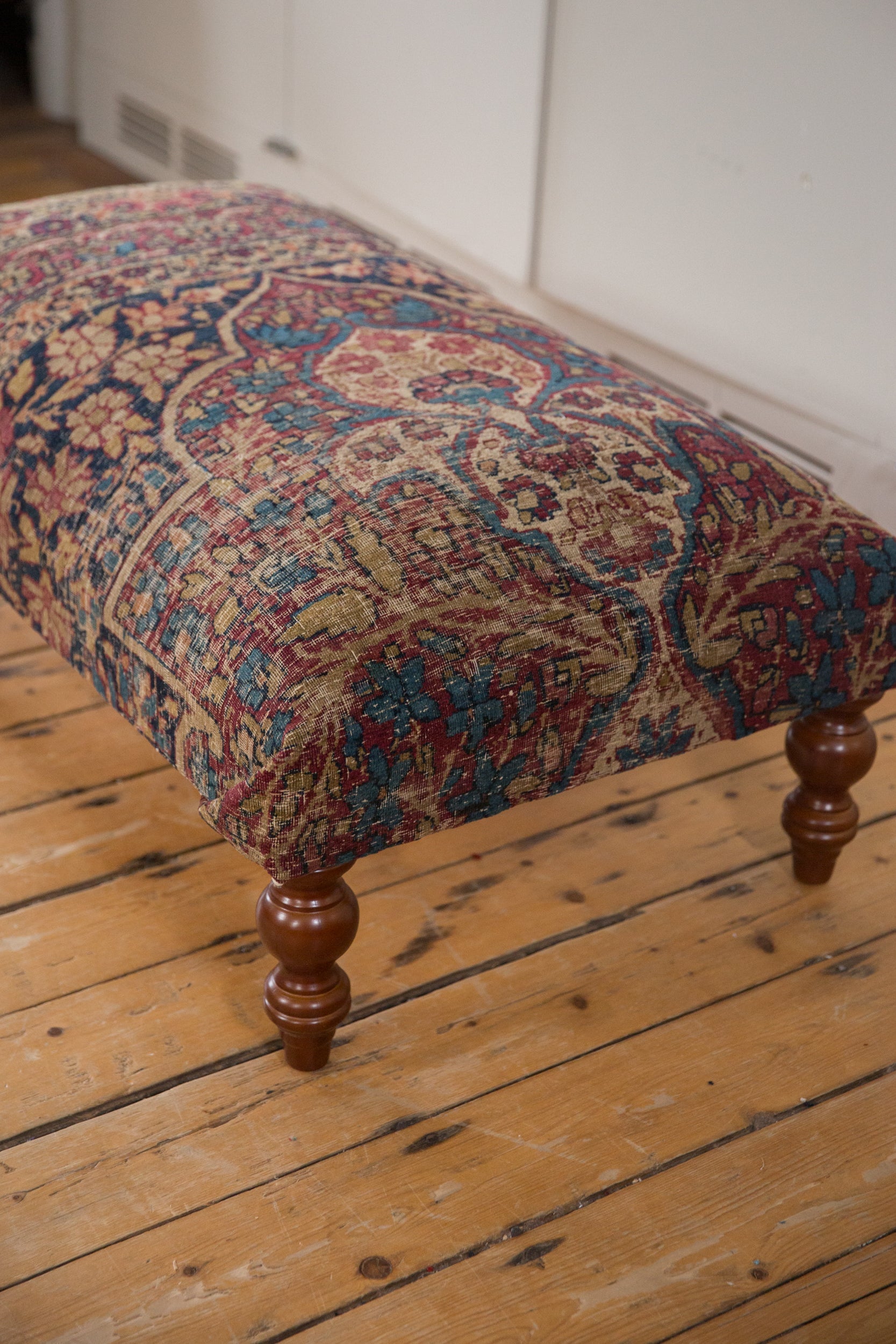 RESERVED Antique Persian Kerman Rug Ottoman Coffee Table