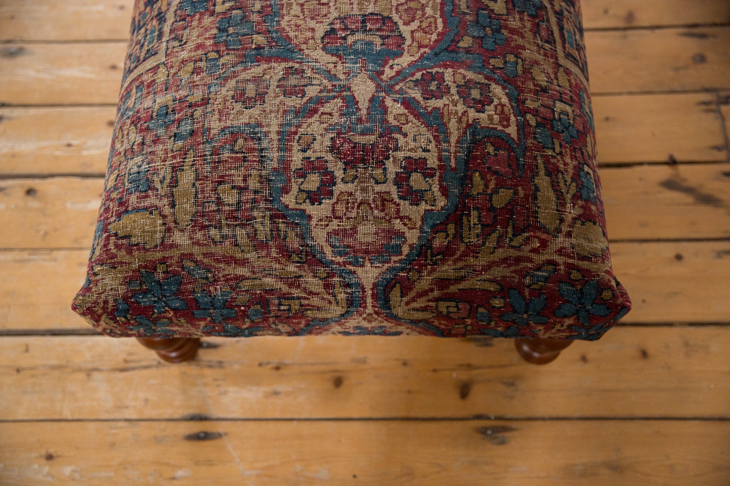 RESERVED Antique Persian Kerman Rug Ottoman Coffee Table