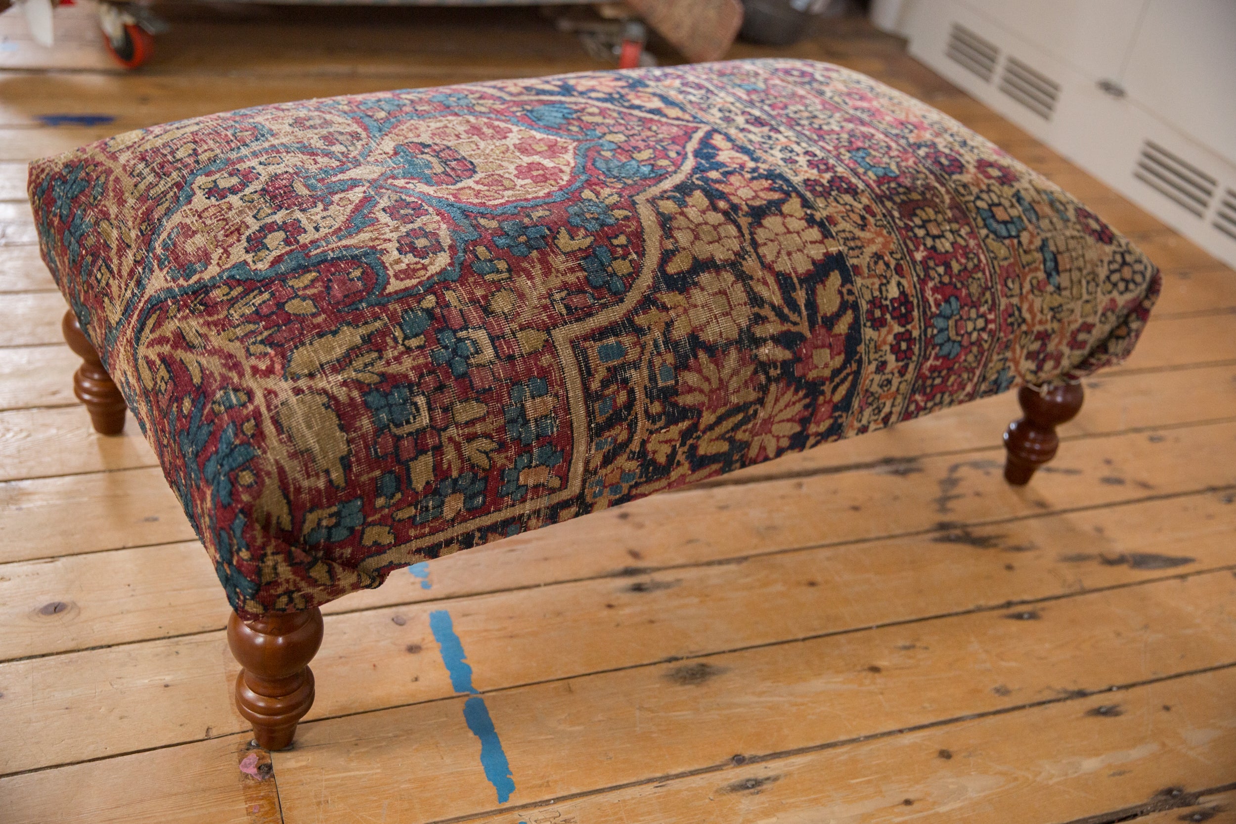 RESERVED Antique Persian Kerman Rug Ottoman Coffee Table