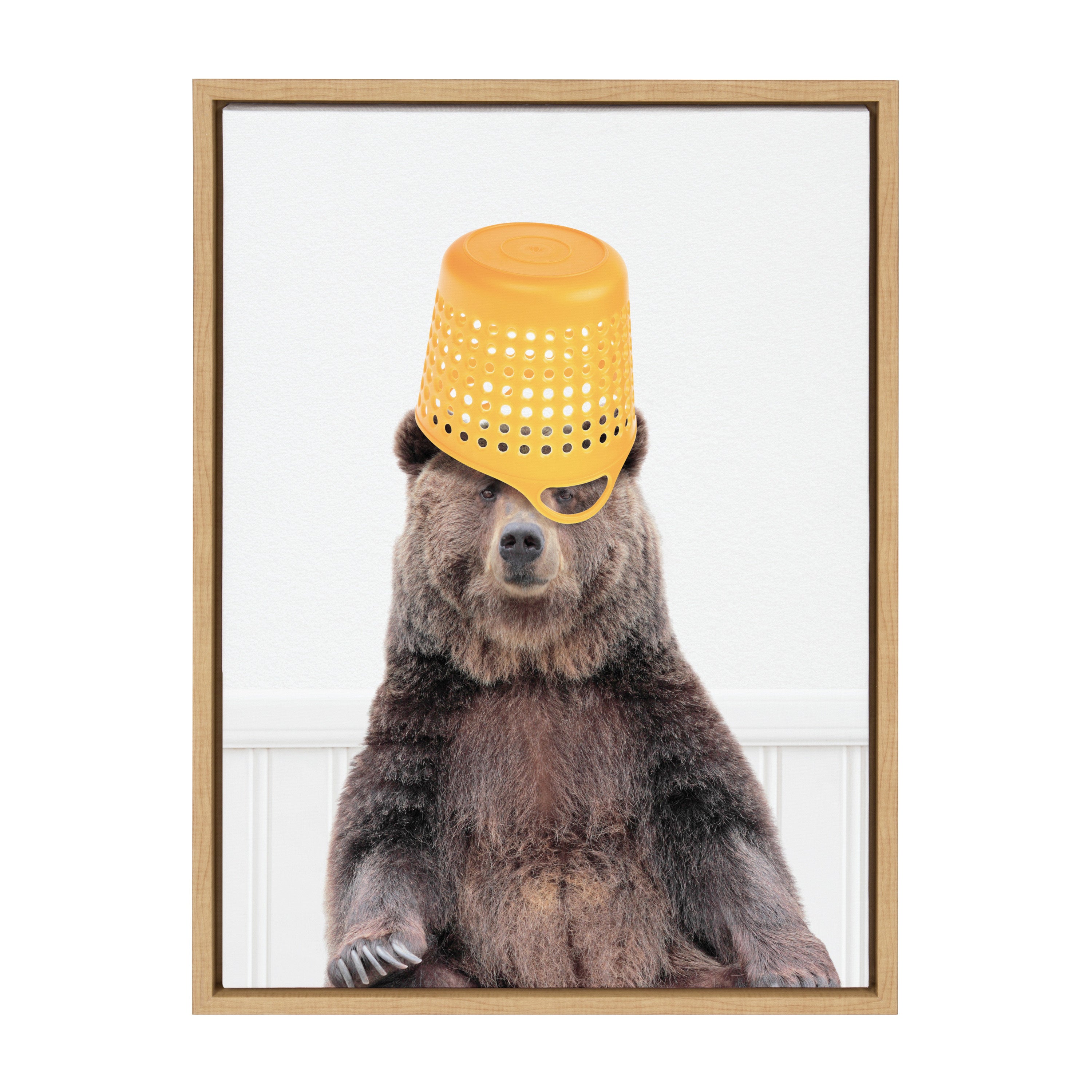 Sylvie Basket Case Bear Framed Canvas by kateandlaurel - product image 2 for Resin Society