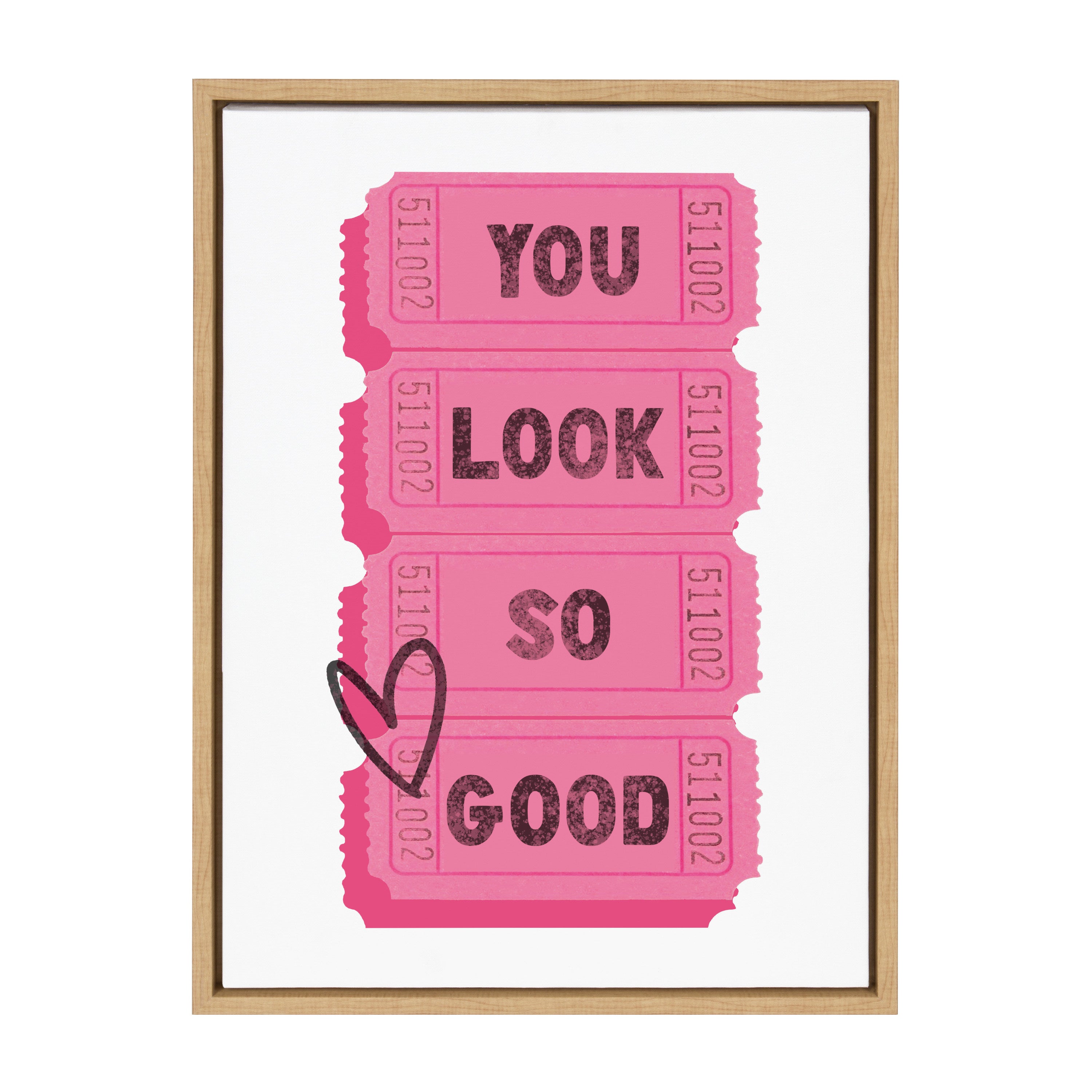 Sylvie You Look So Good Pink Tickets Framed Canvas by Alli Standefer