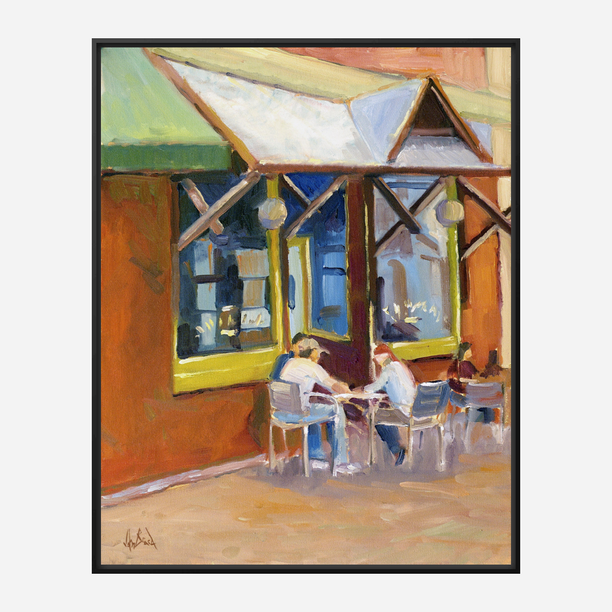Athens Cafe Artist Enhanced Canvas Print by John Beard Collection - product image 5 for Resin Society