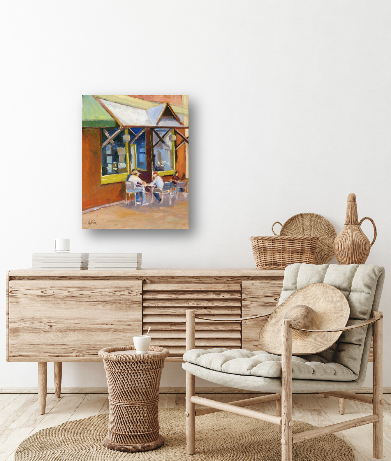 Athens Cafe Artist Enhanced Canvas Print by John Beard Collection - product image 3 for Resin Society
