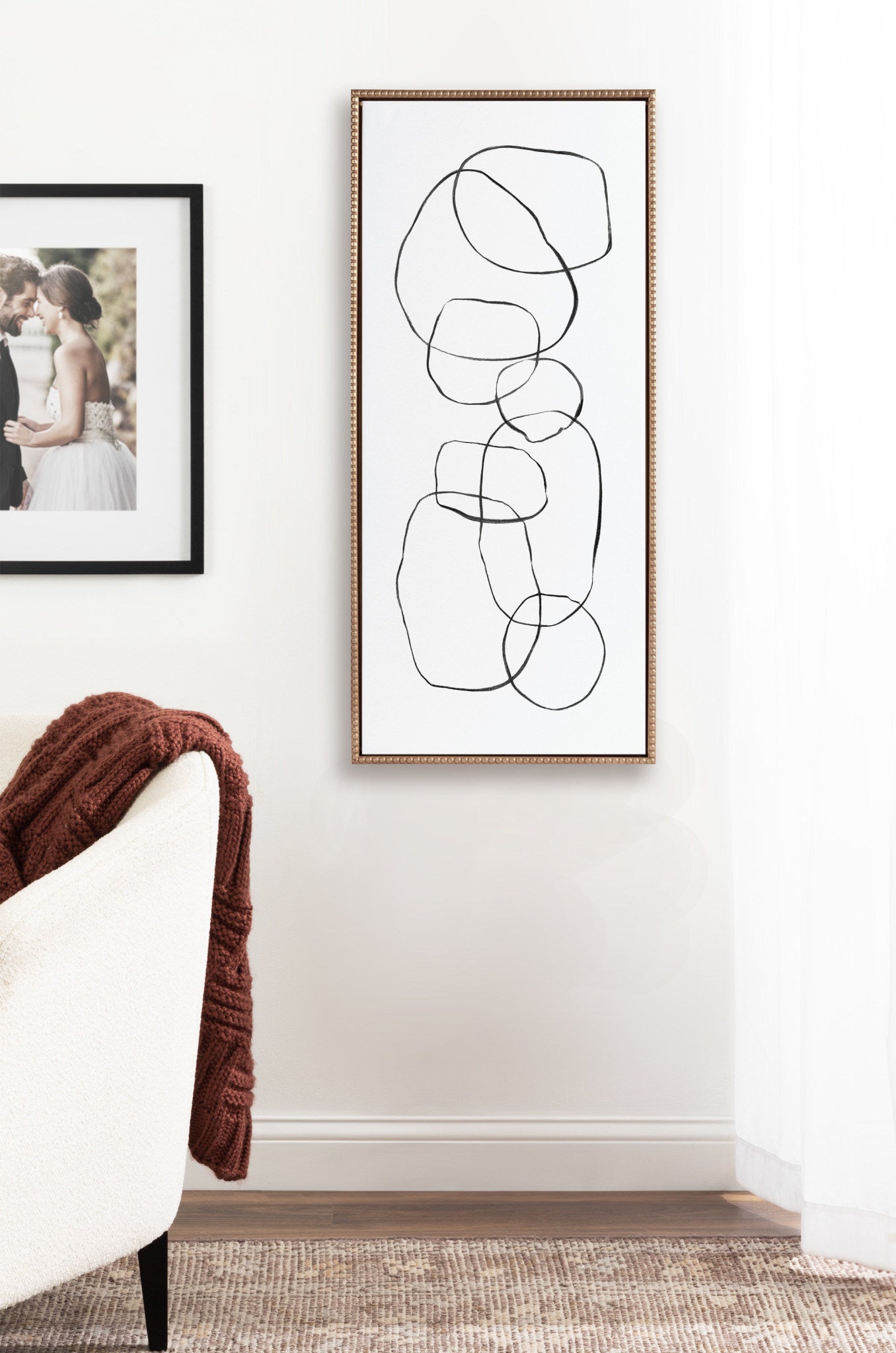 Sylvie Beaded Dancing Circles Framed Canvas by Teju Reval