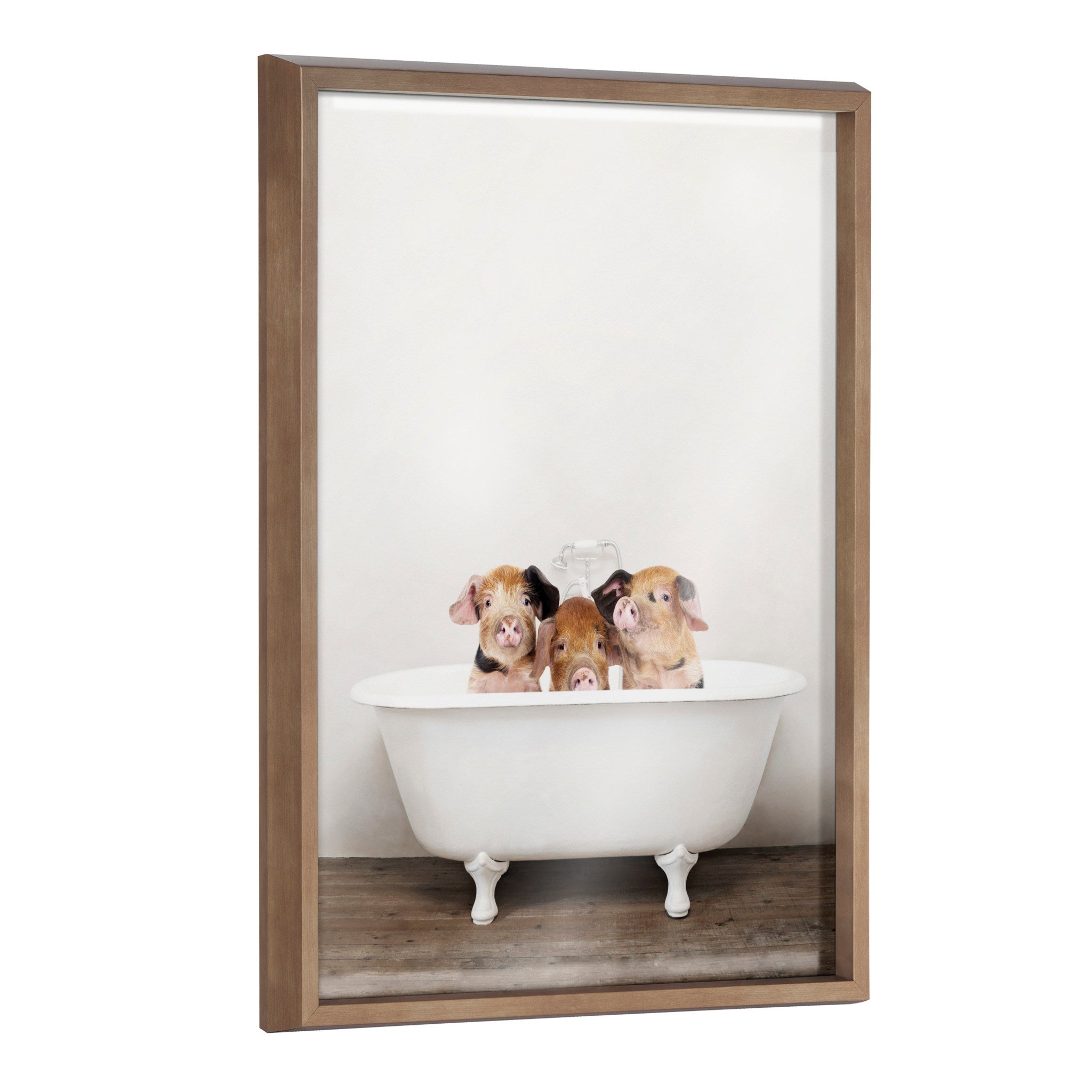 Blake Three Little Pigs in Vintage Bathtub Framed Printed Glass by kateandlaurel - main product image for Resin Society