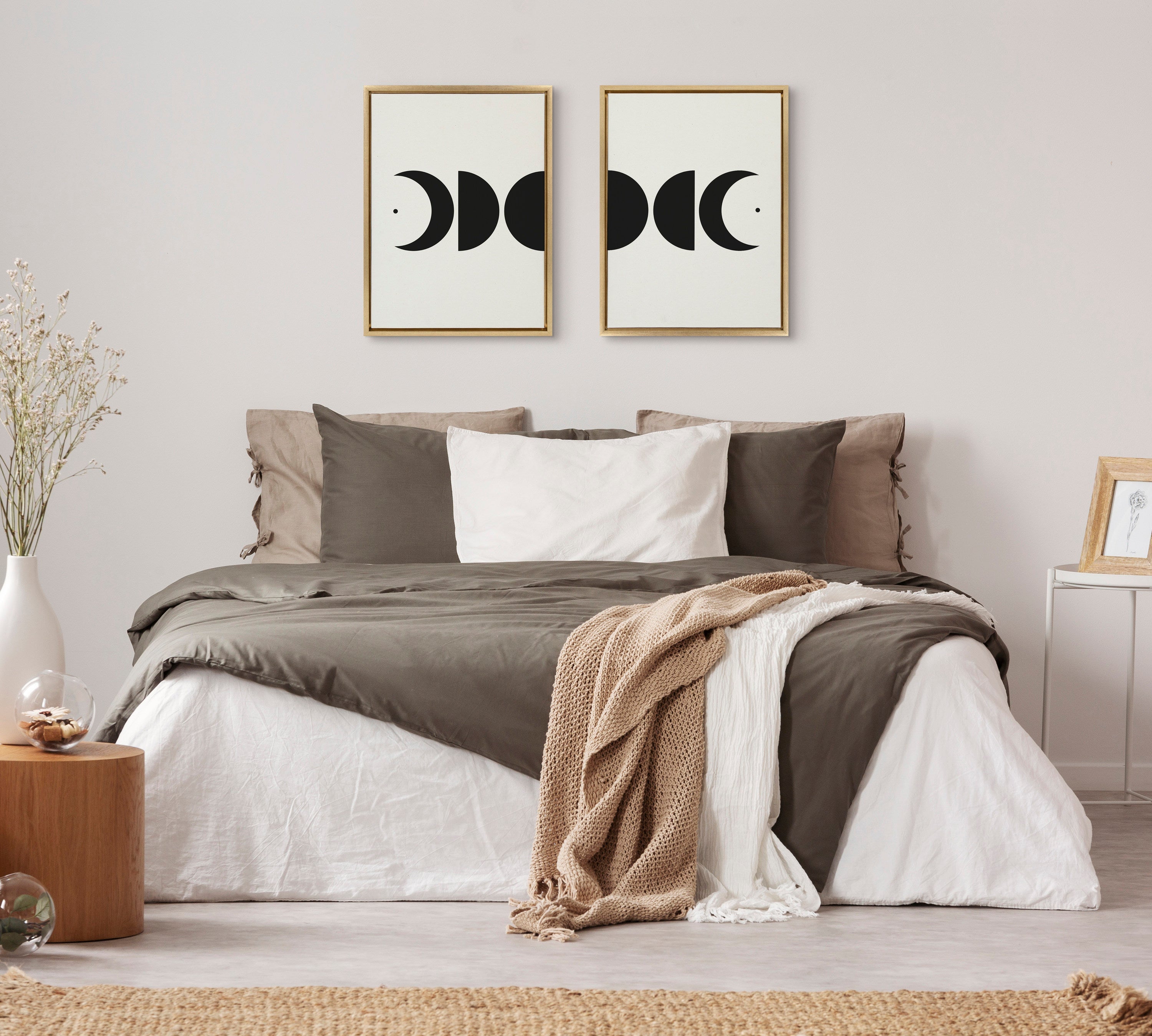 Sylvie Modern Geometric Moon Phases Framed Canvas Set by The Creative by kateandlaurel - product image 8 for Resin Society