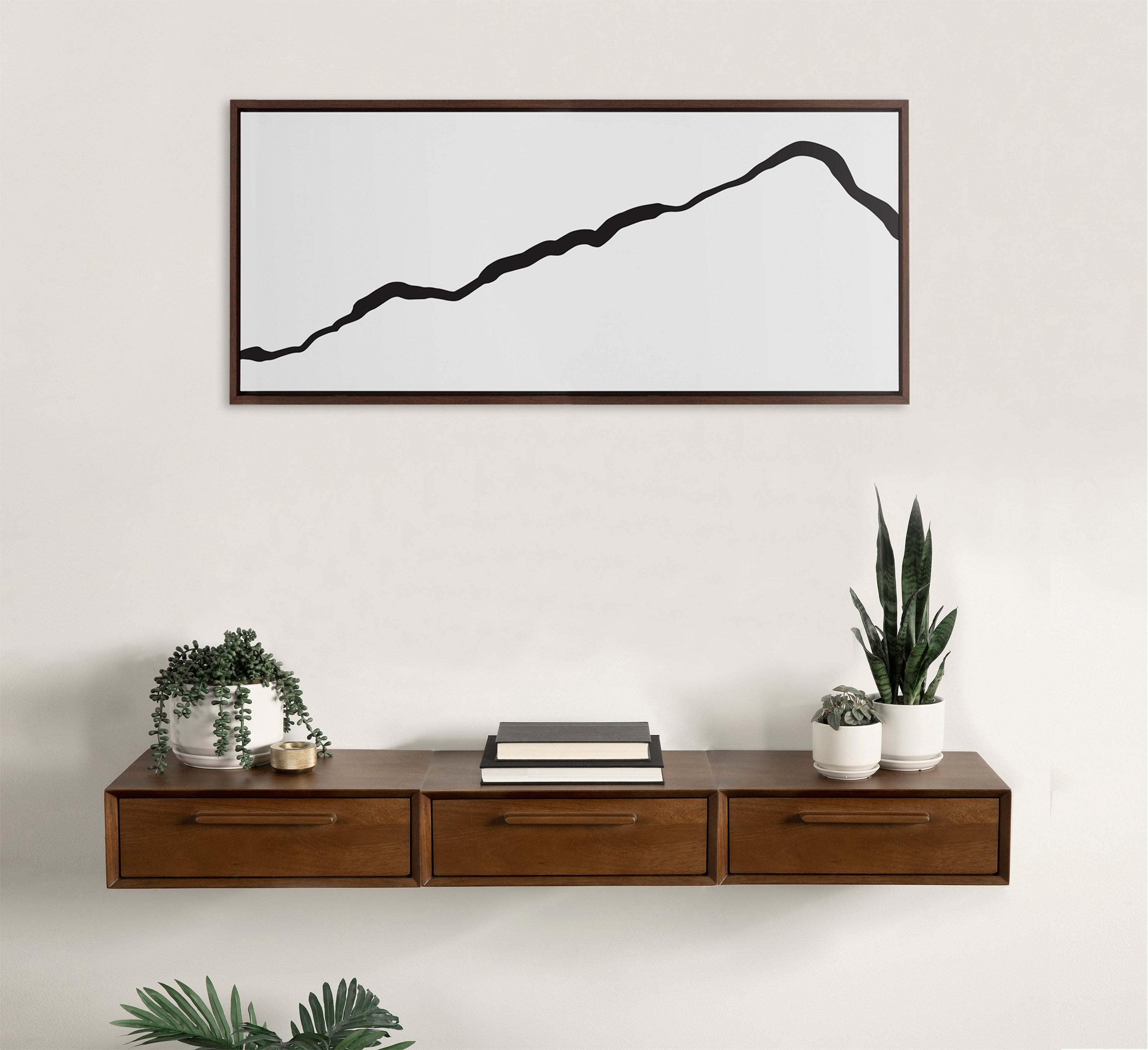 Sylvie Elevated Abstract Minimalist Mountain Landscape Framed Canvas
