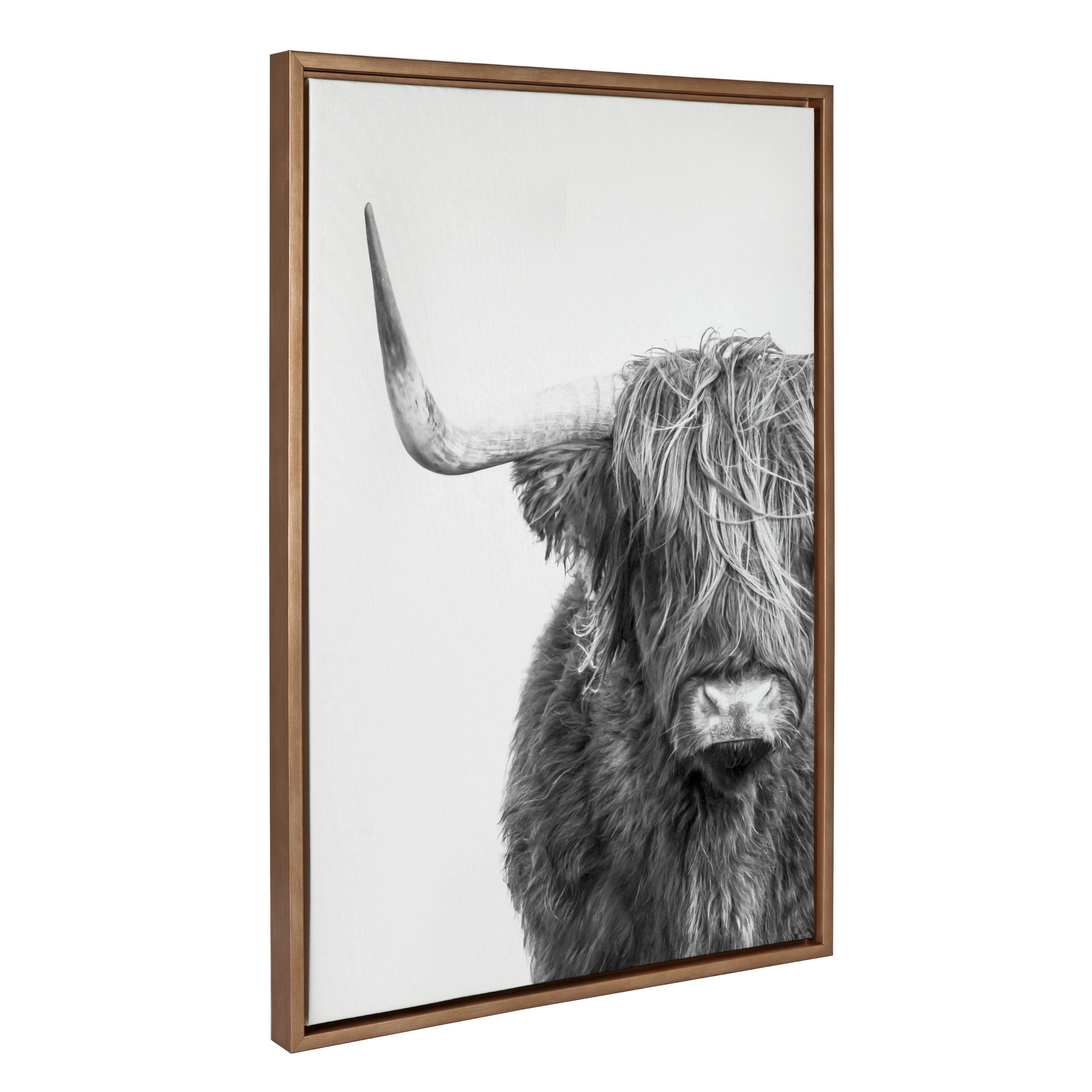 Sylvie B&W Highland Cow No. 1 Framed Canvas by Amy Peterson Art Studio
