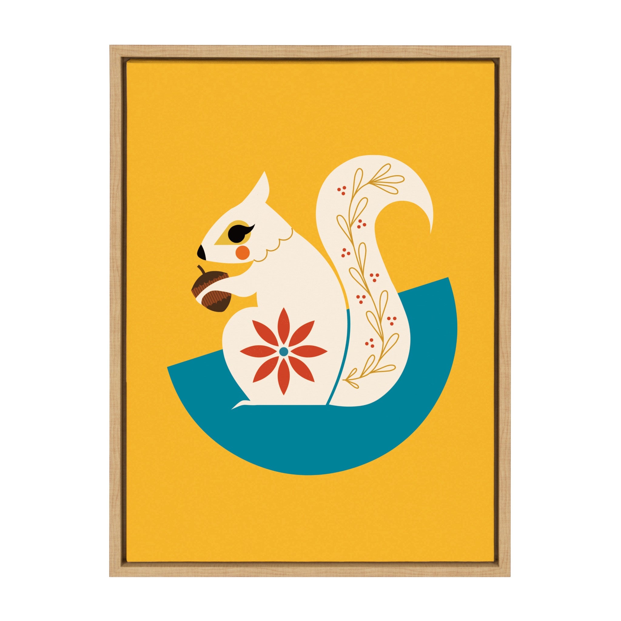 Sylvie White Squirrel Framed Canvas by Amber Leaders Designs