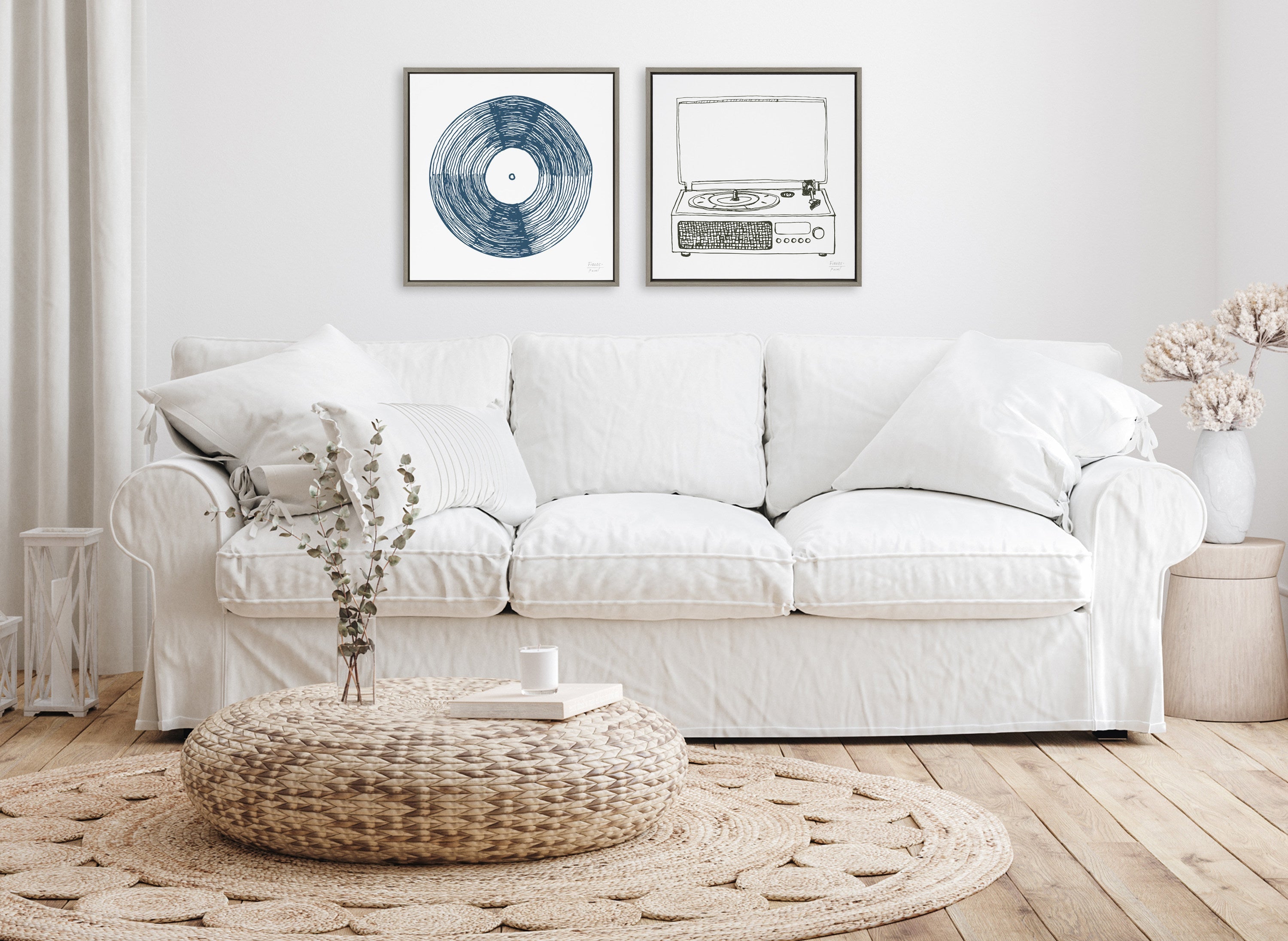 Sylvie Record Blue Framed Canvas by kateandlaurel - product image 14 for Resin Society