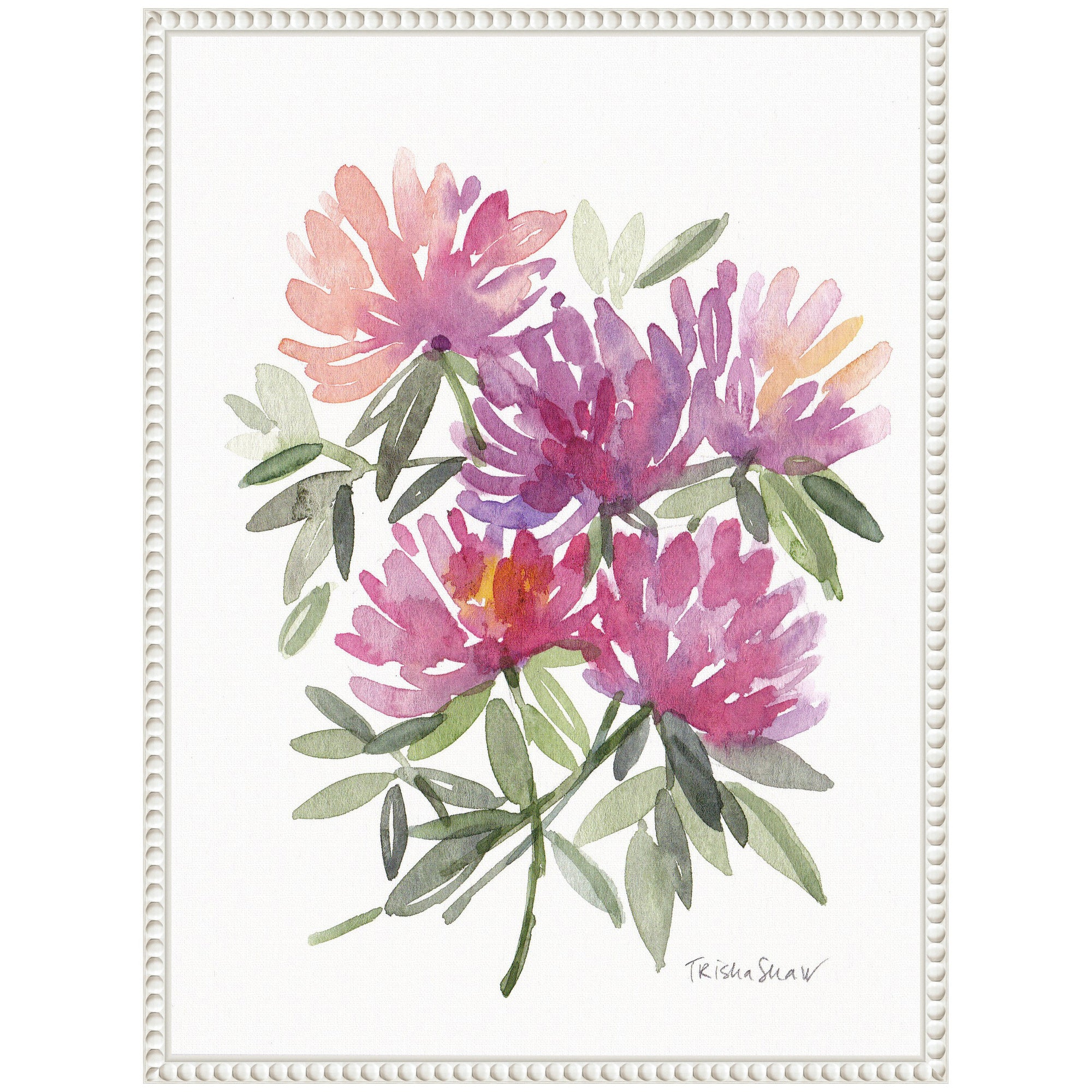 Sylvie Abstract Watercolor Pink Floral Framed Canvas by Patricia Shaw