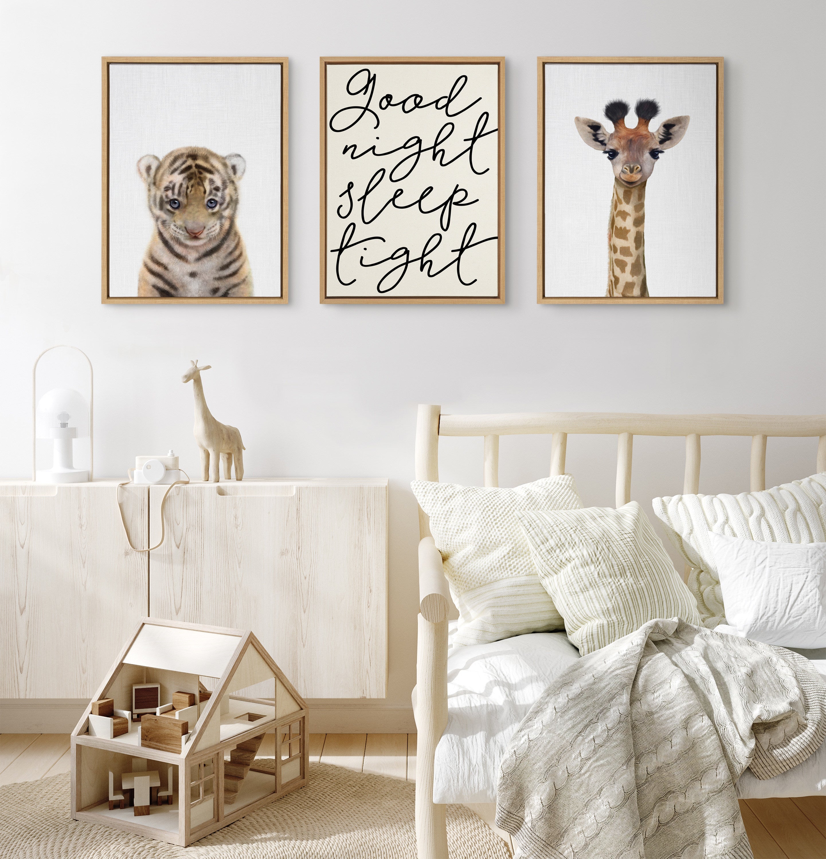 Sylvie Baby Giraffe Color Illustration Framed Canvas by kateandlaurel - product image 5 for Resin Society
