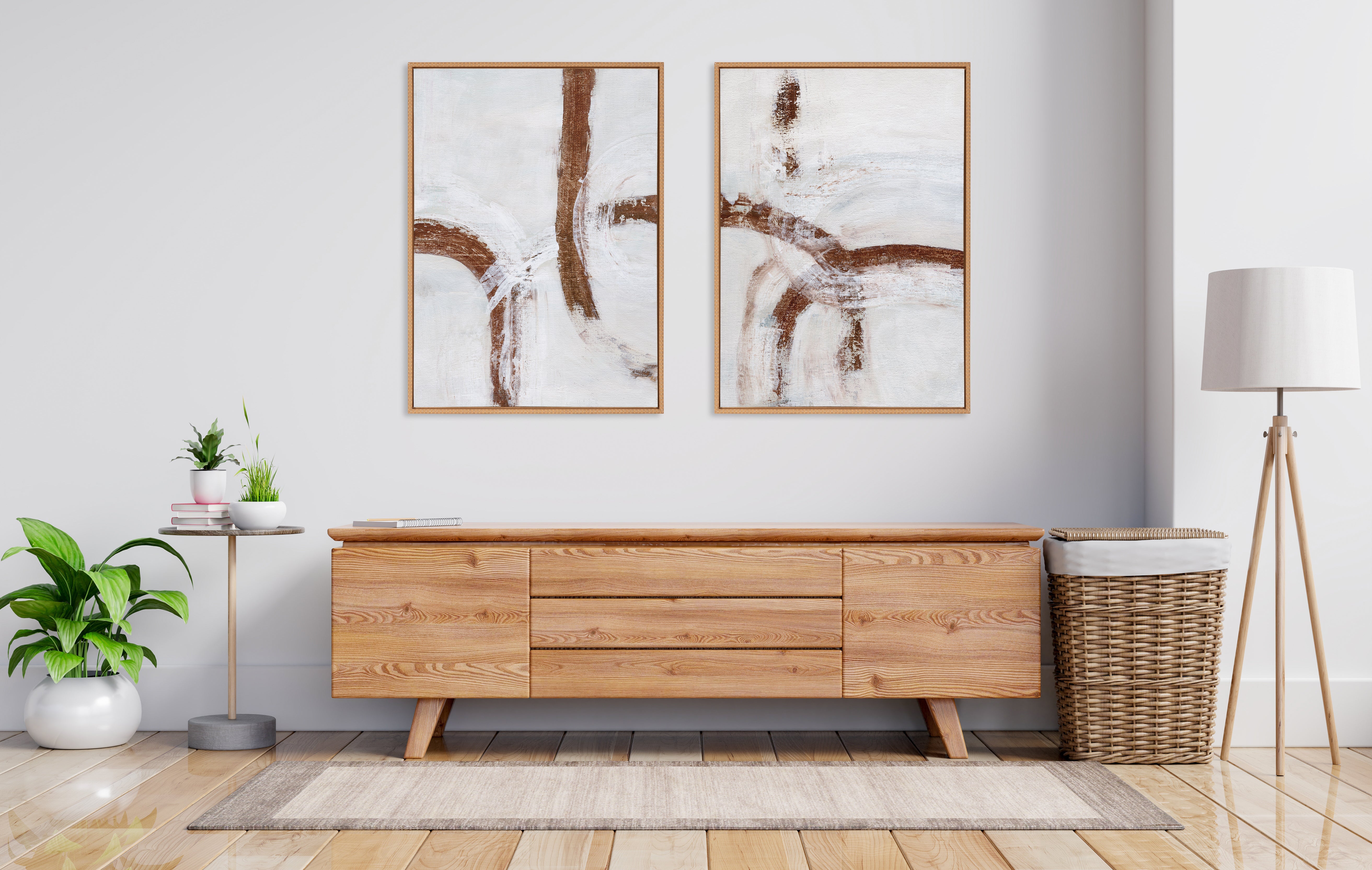 Sylvie Beaded Pathways of Time I and II Framed Canvas Art Set by Nikita Jariwala