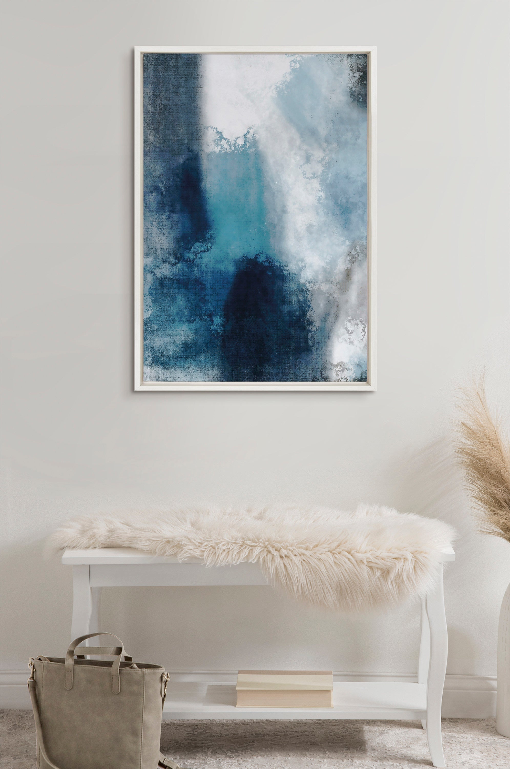 Sylvie Aqua Abstract 1 Framed Canvas by kateandlaurel - product image 4 for Resin Society