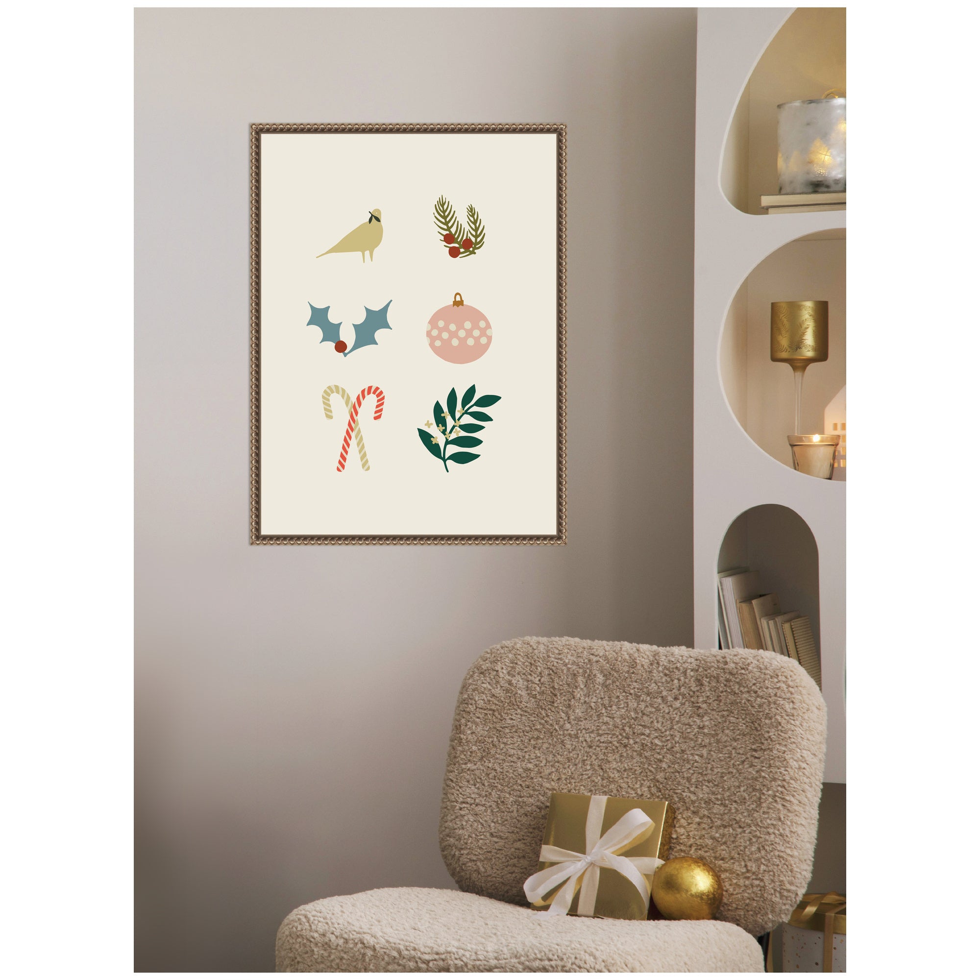 Sylvie Beaded Holiday Six Framed Canvas by Hannah Beisang