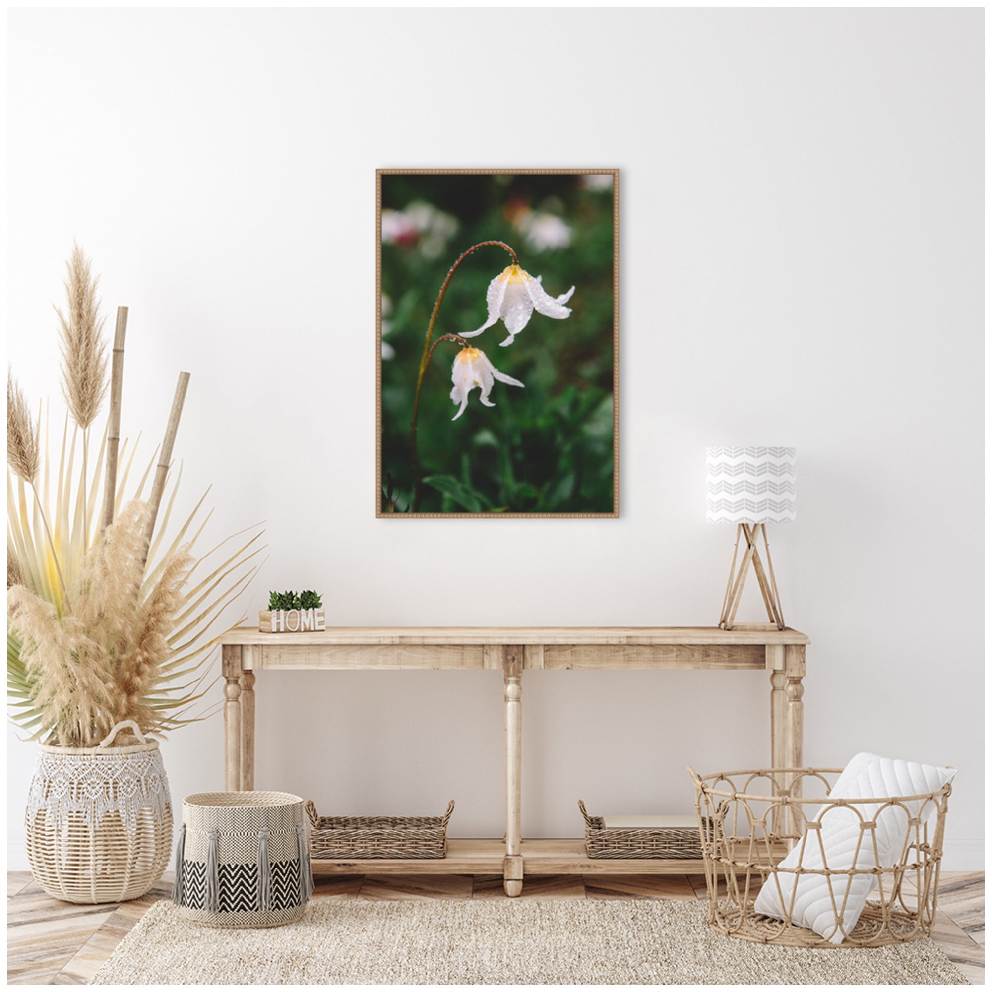 Sylvie Delicate White Floral Petals Framed Canvas by Patricia Hasz