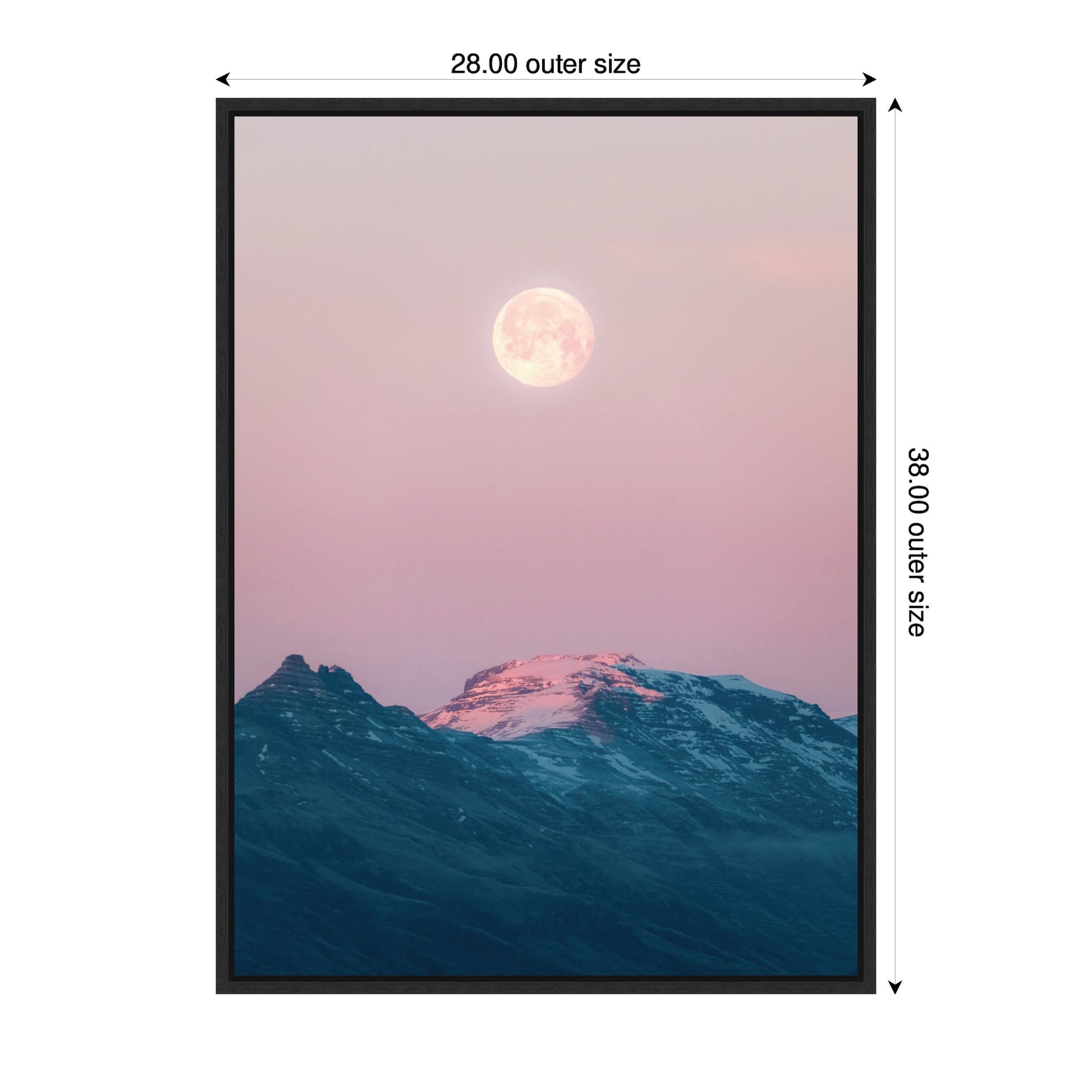 Sylvie Pastel Moonrise over Icelandic Mountains Framed Canvas by Michael Schauer