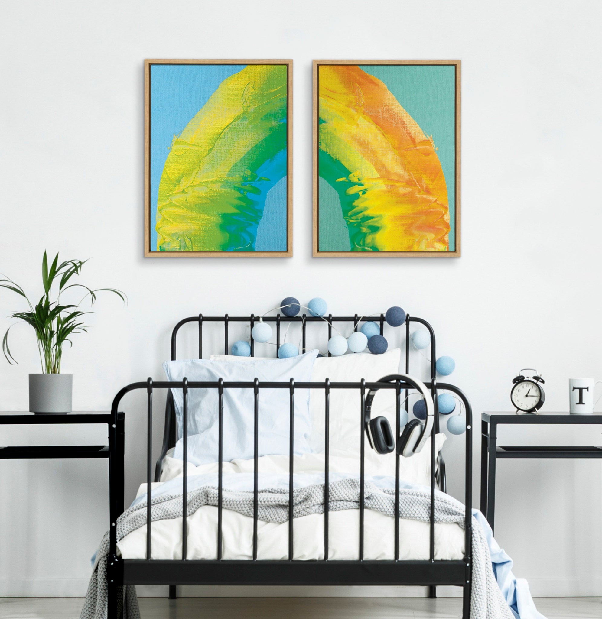Sylvie MP Rainbow Sorbet 1 and 2 Framed Canvas Set by kateandlaurel - product image 9 for Resin Society