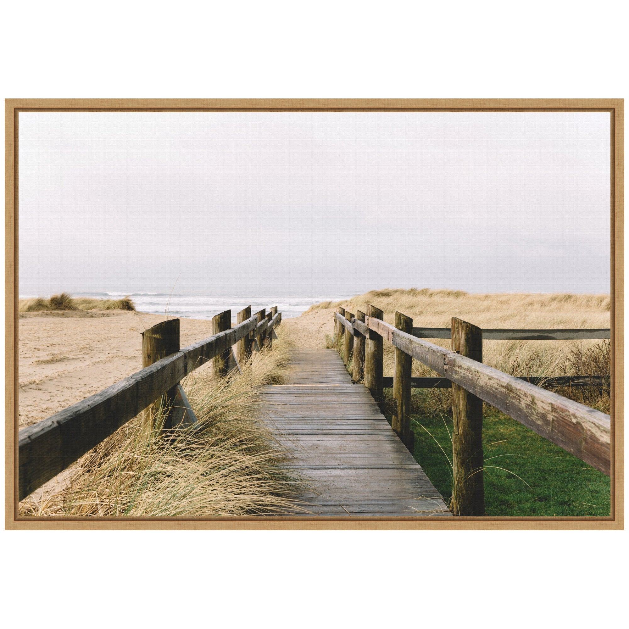 Sylvie Coastal Beach Boardwalk Ocean Landscape Framed Canvas by Patricia Hasz