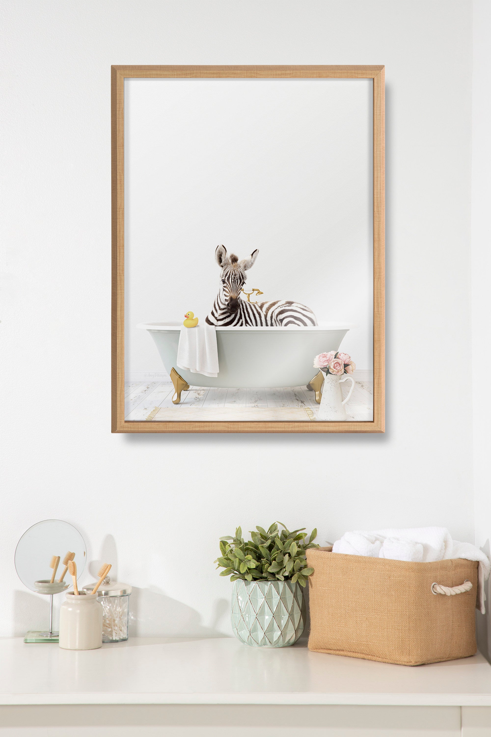 Blake Zebra Cottage Bathroom Framed Printed Glass by kateandlaurel - product image 7 for Resin Society