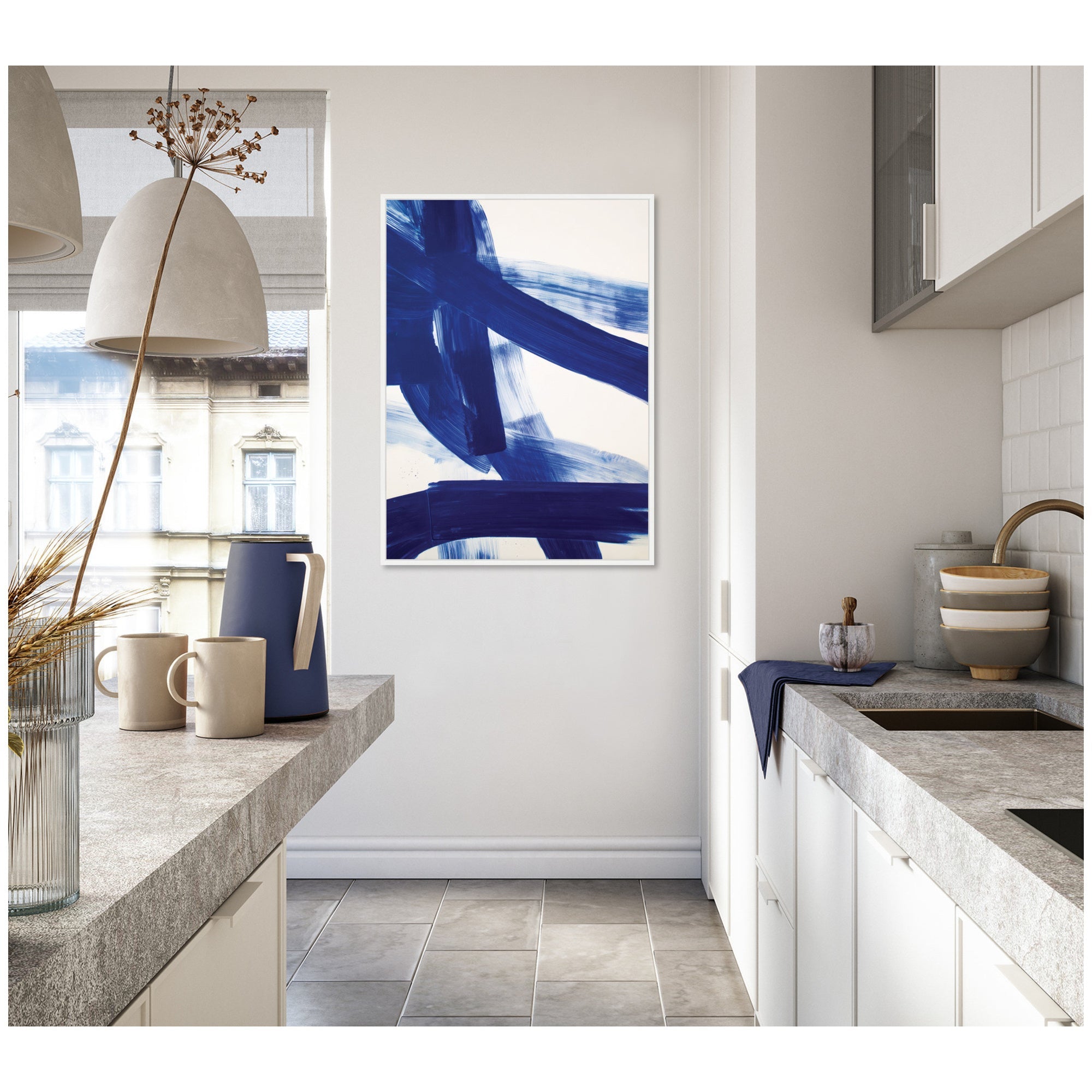 Cobalt Mark No.
1 by Amy Lighthall Framed Canvas Wall Art Print