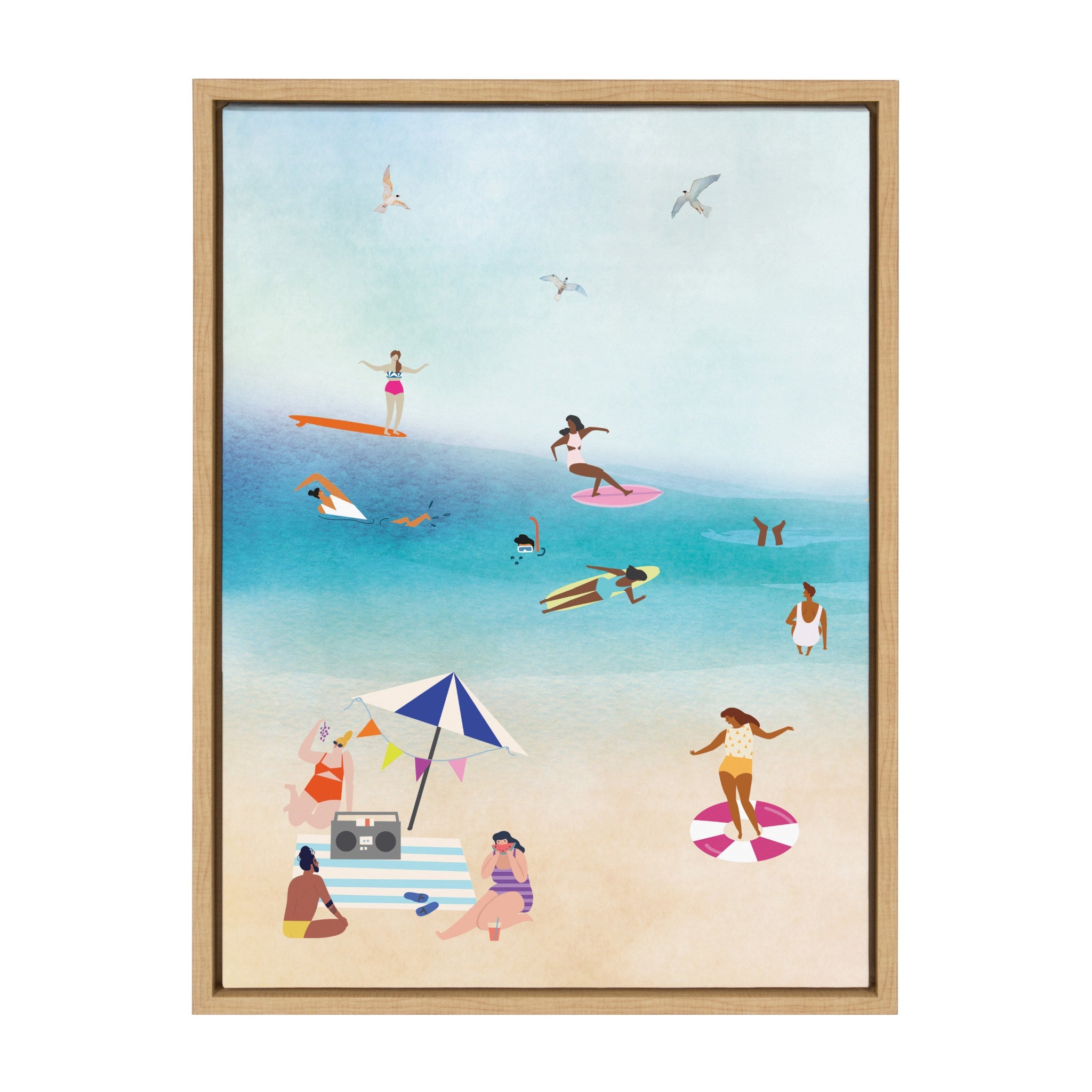 Sylvie Beach II Framed Canvas by kateandlaurel - main product image for Resin Society