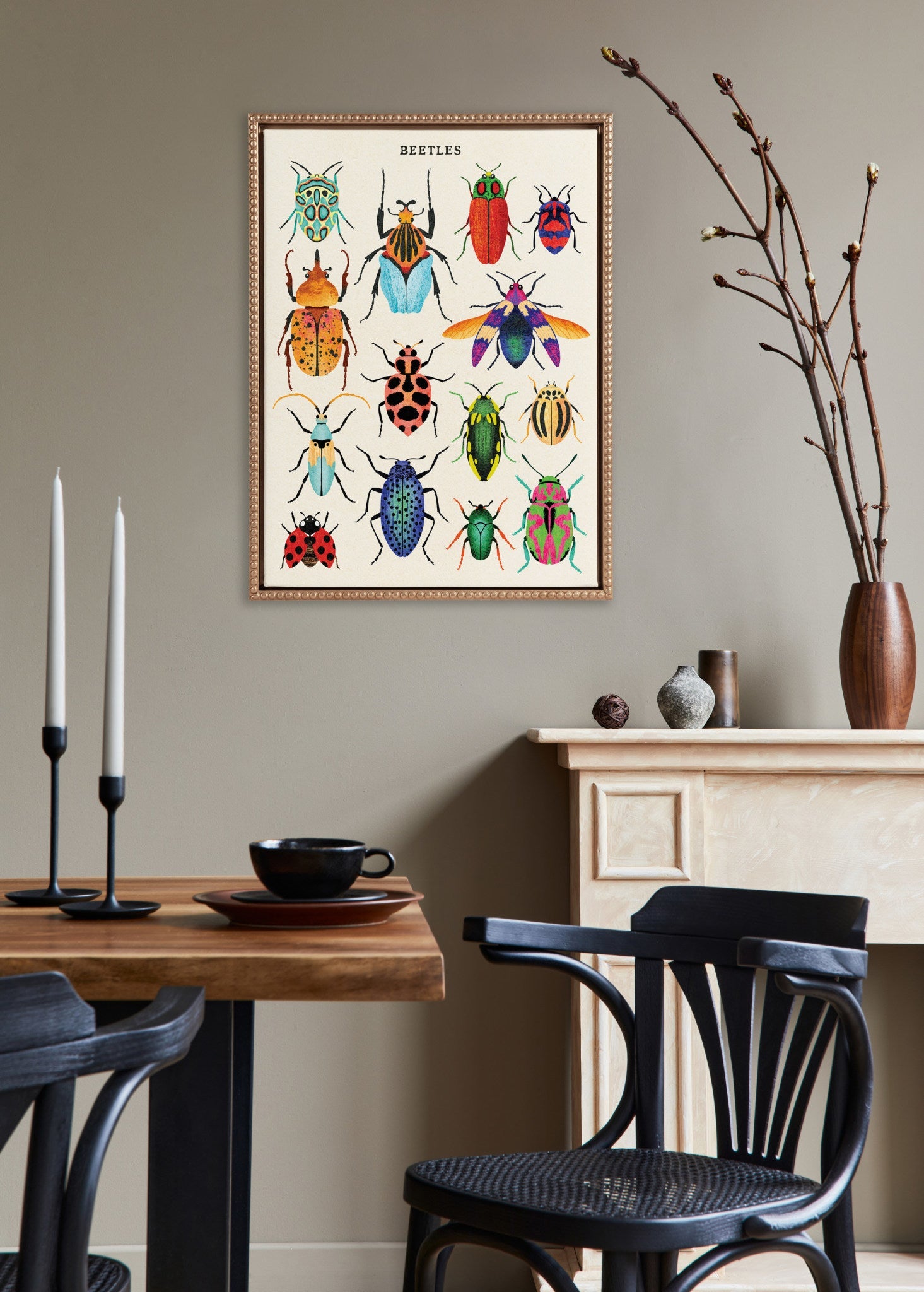 Sylvie Beaded Beetles Framed Canvas by Tània García