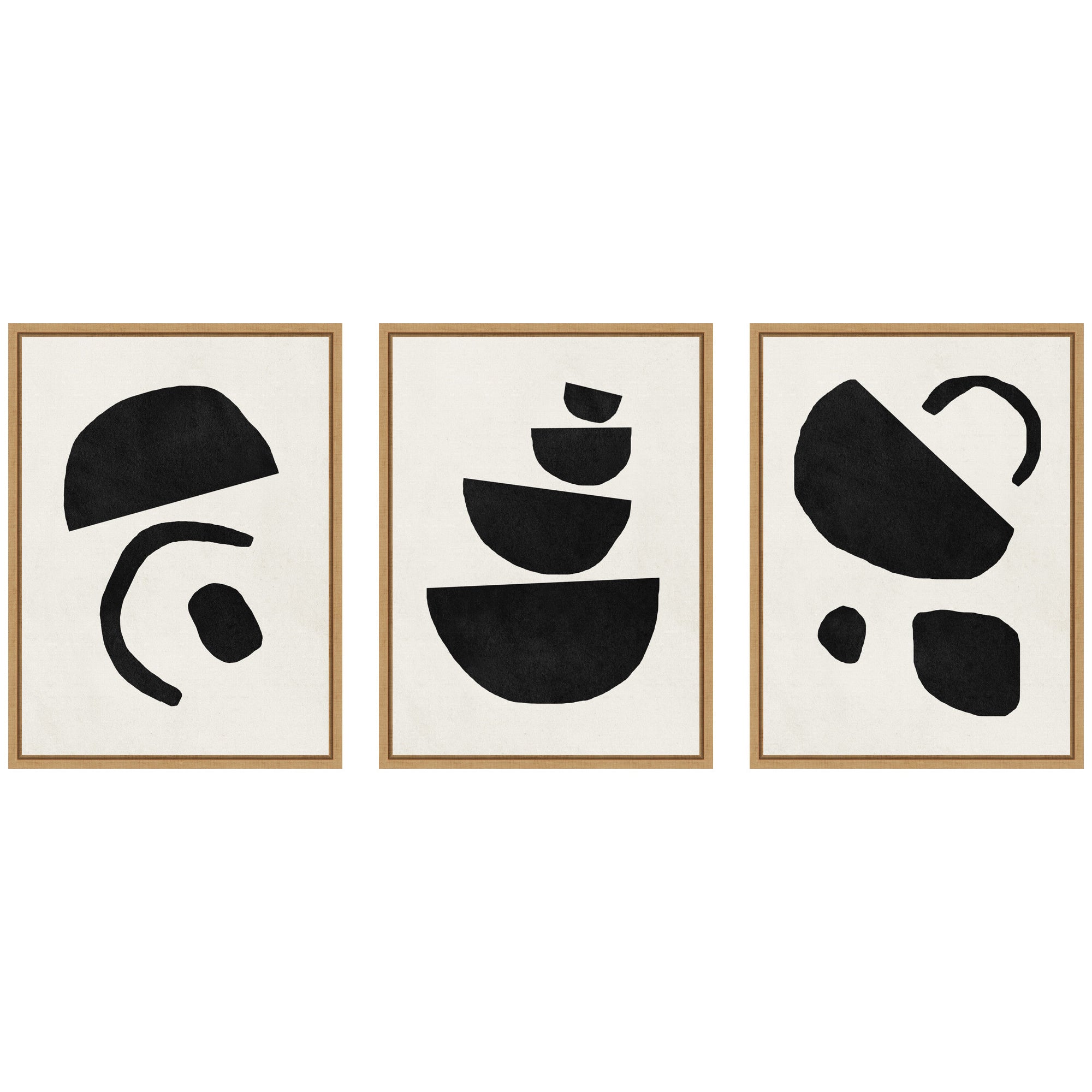 Sylvie Black Geometric Abstracts Framed Canvas Art Set by July Art Prints