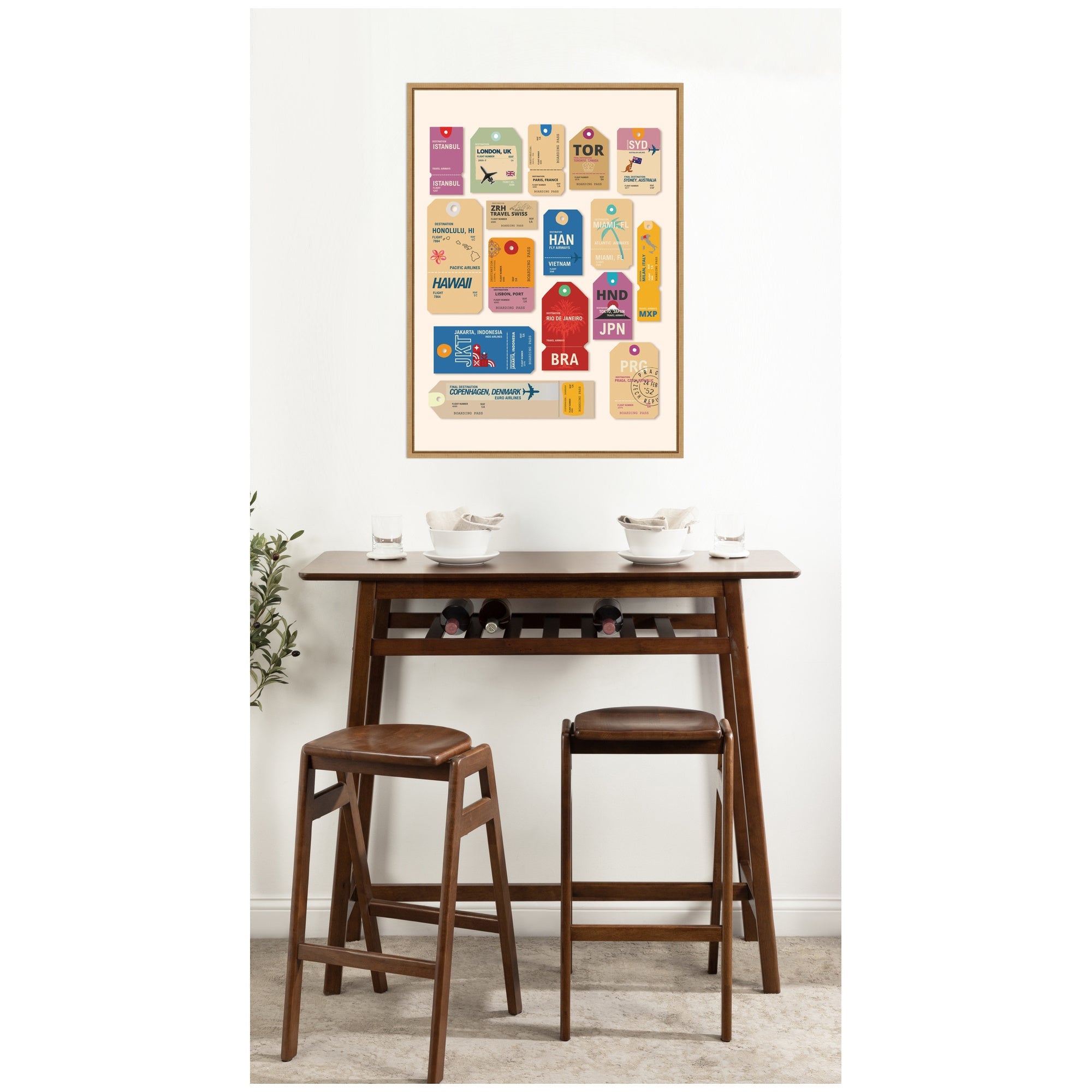 Travel Tags by Honey Island Studio Framed Canvas Wall Art Print