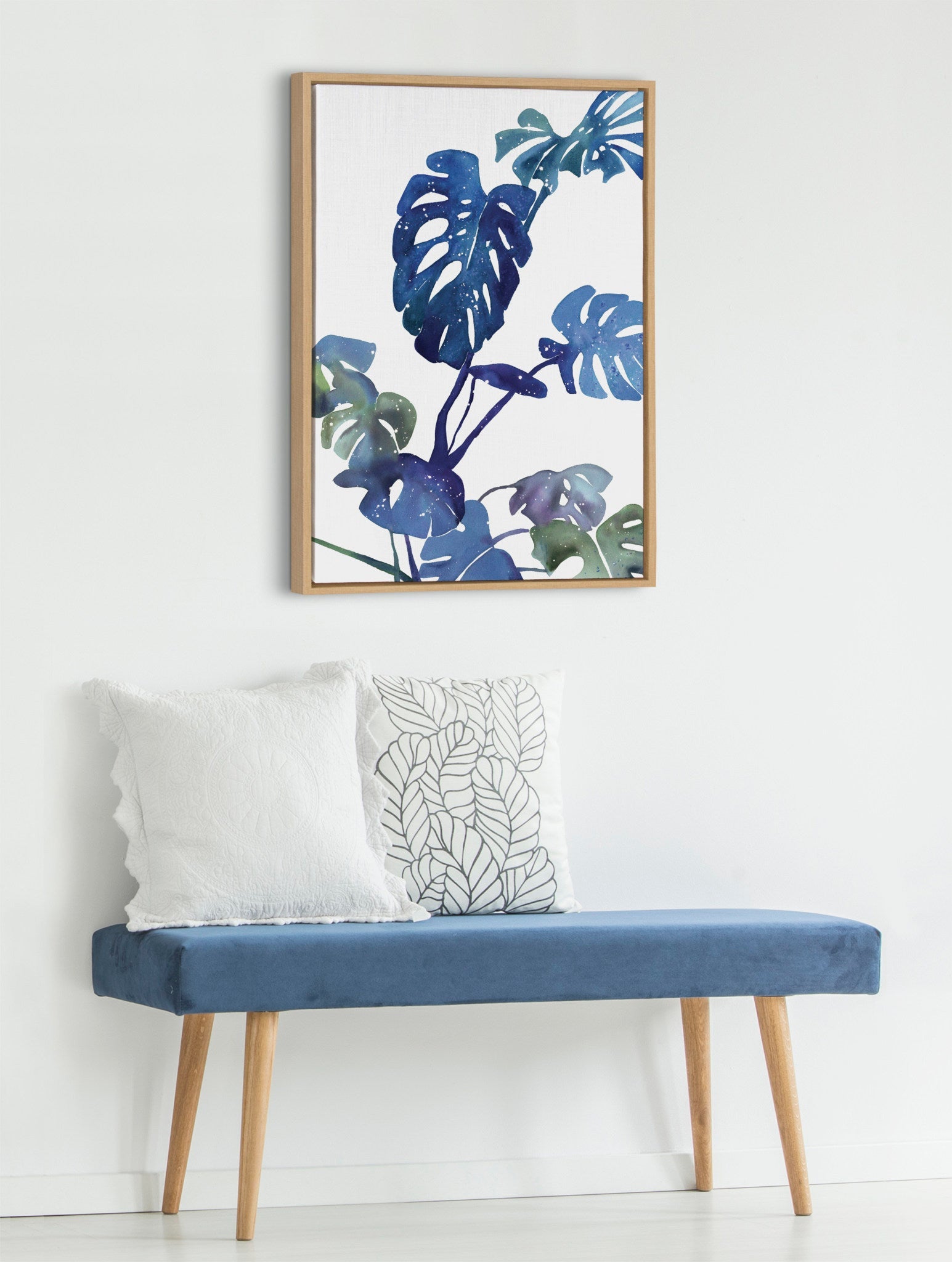 Sylvie CI Monstera Blue Magic Framed Canvas by kateandlaurel - product image 5 for Resin Society