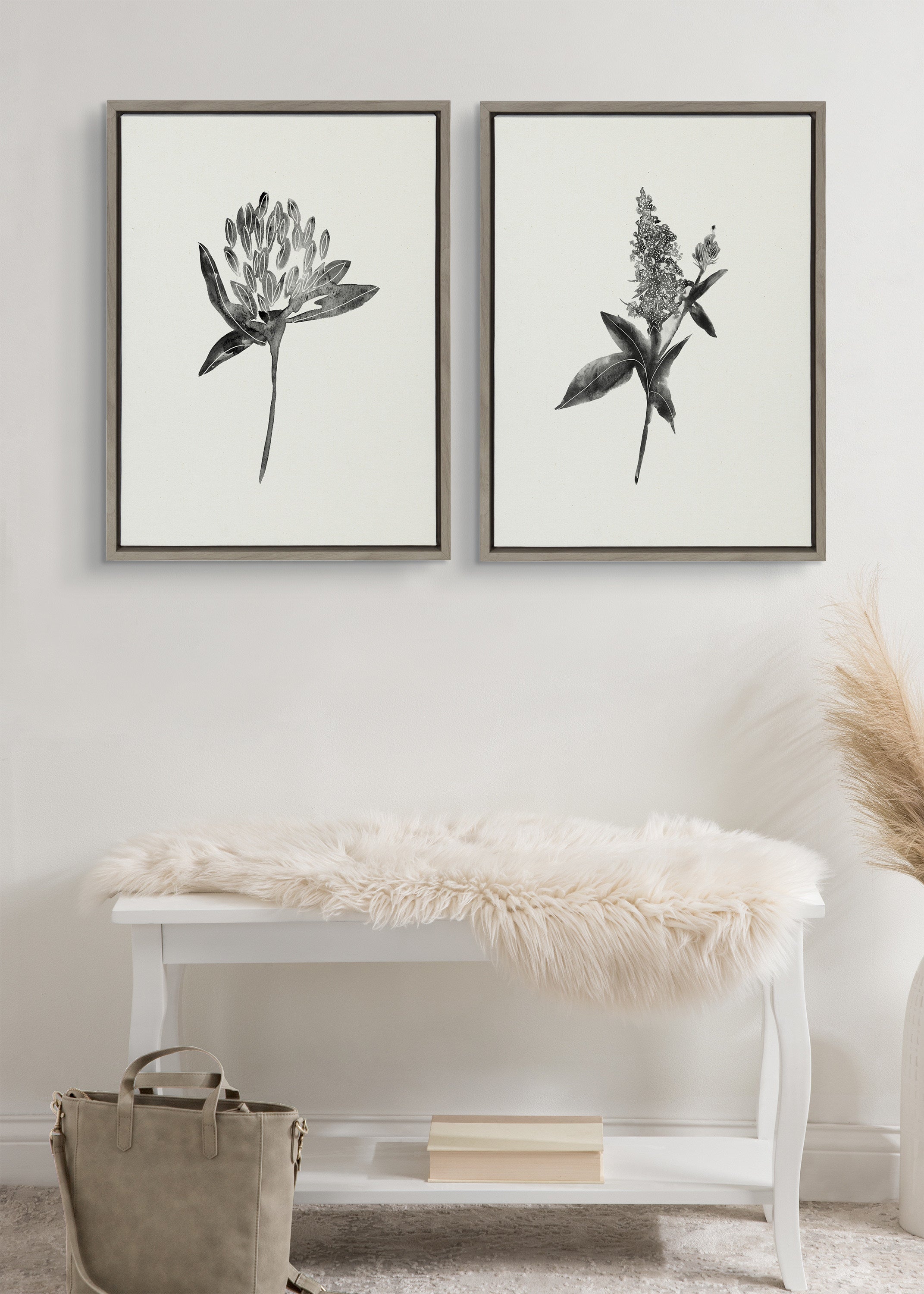 Sylvie Vintage Botanical 1 and 2 Framed Canvas by kateandlaurel - product image 9 for Resin Society