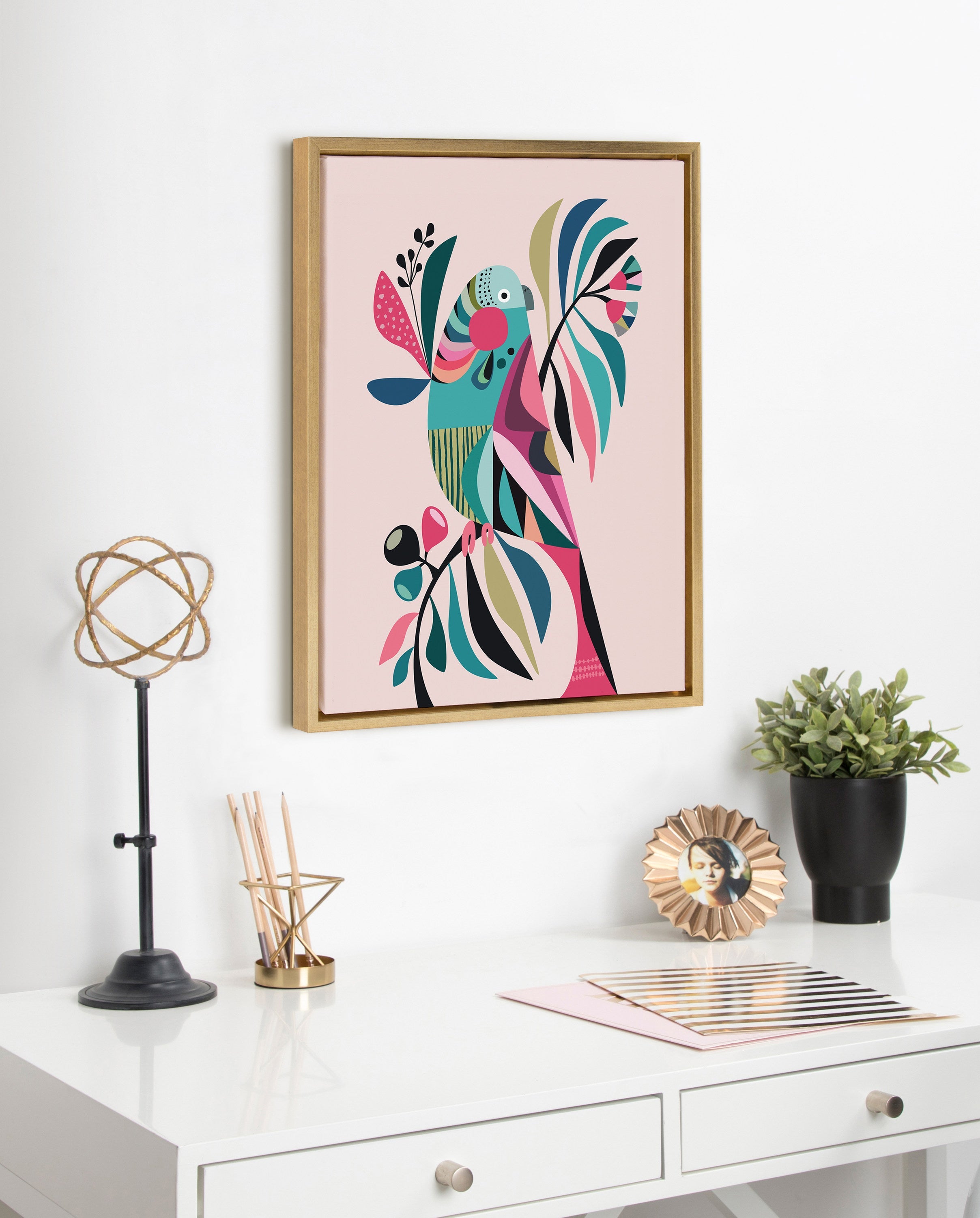 Sylvie Parakeet Framed Canvas