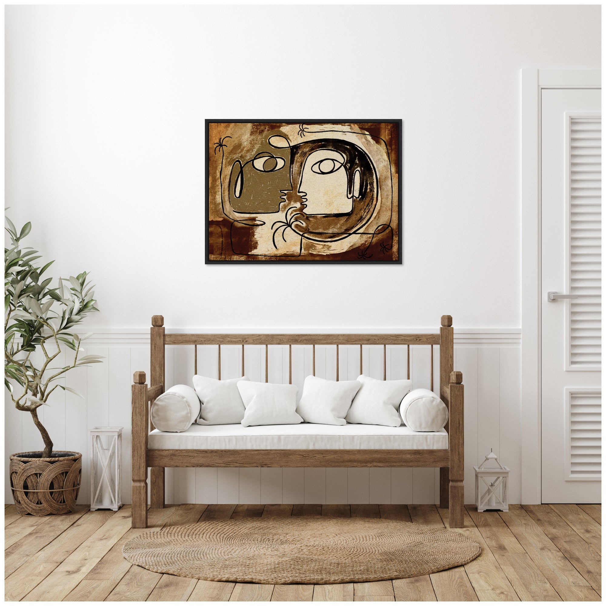 Sylvie What Secrets Do The Palms Whisper To The Earth Framed Canvas by Shatha Al Dafai