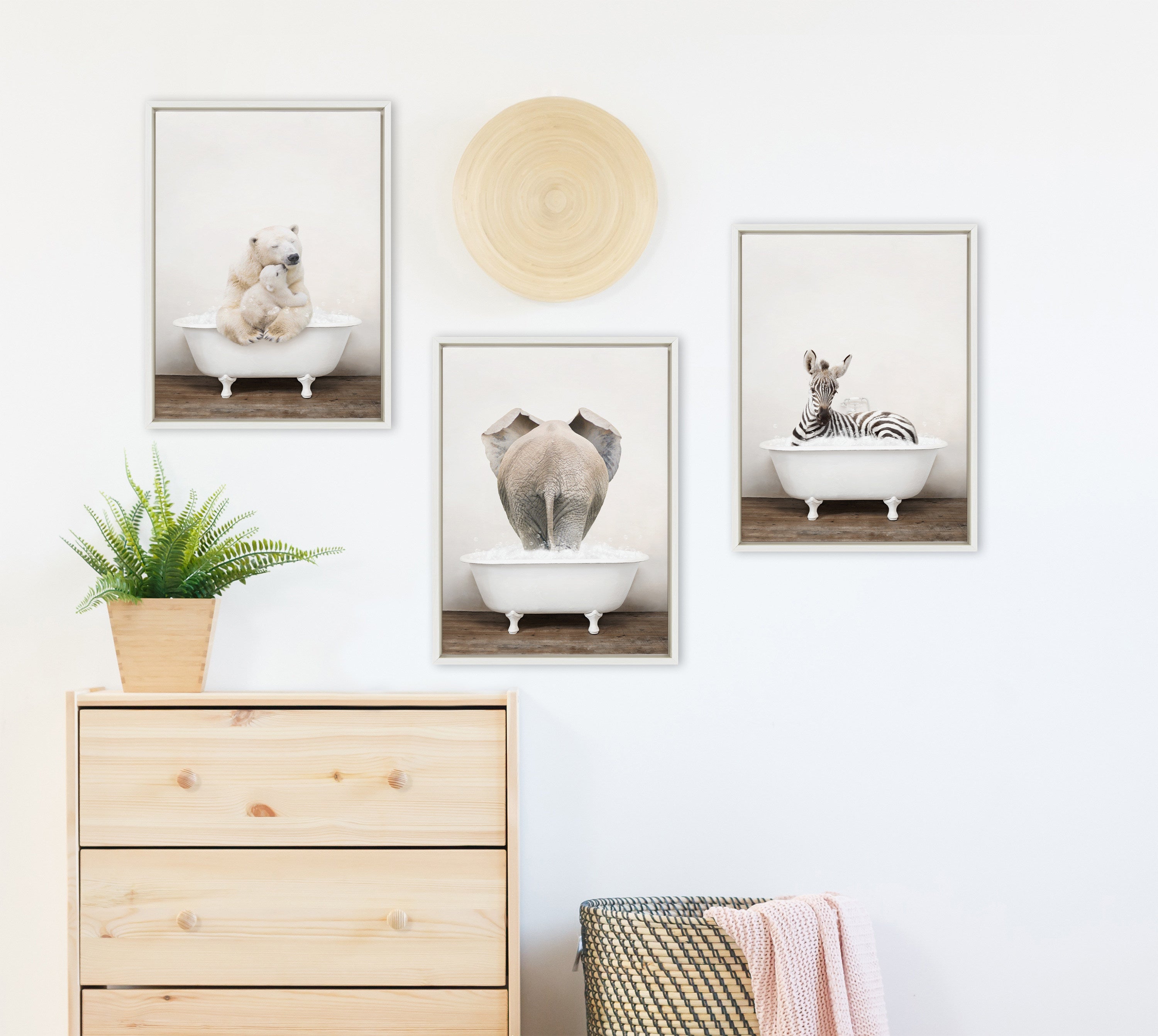 Sylvie Mother and Baby Polar Bear in Rustic Bath Framed Canvas by kateandlaurel - product image 5 for Resin Society