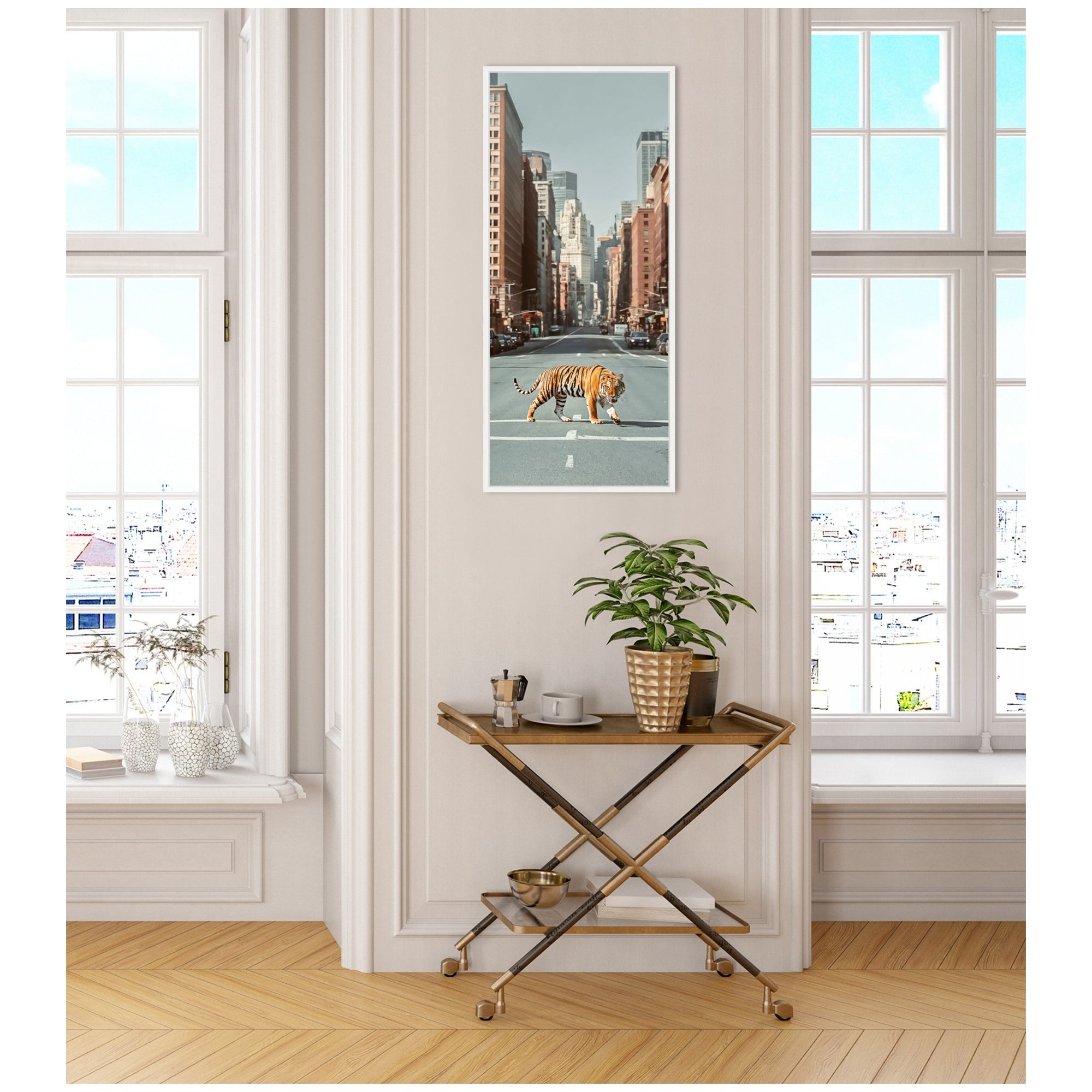 Sylvie Urban Tiger in the City Framed Canvas by Michael Schauer