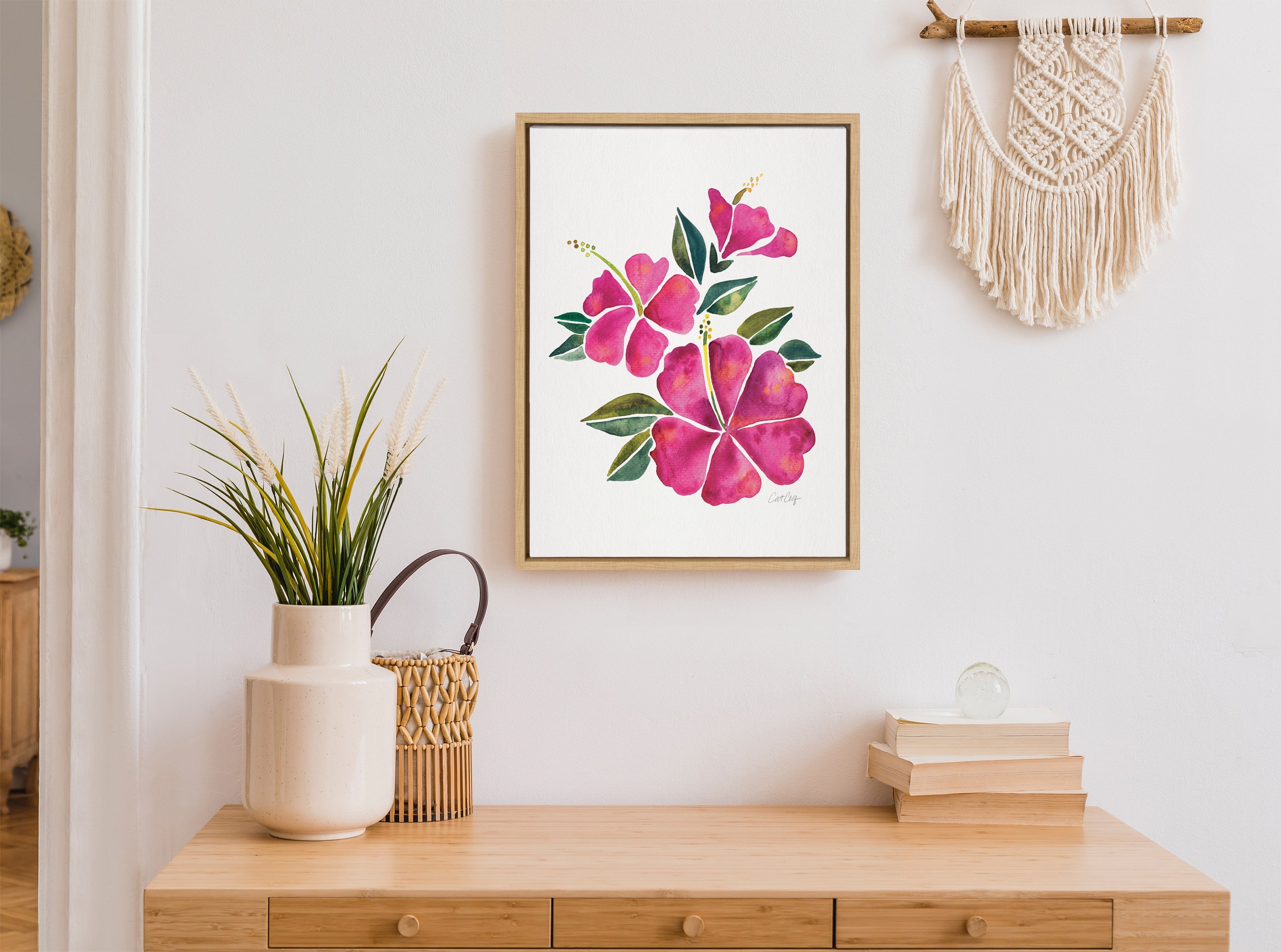 Sylvie Hibiscus Bloom Fuchsia Framed Canvas by kateandlaurel - product image 11 for Resin Society