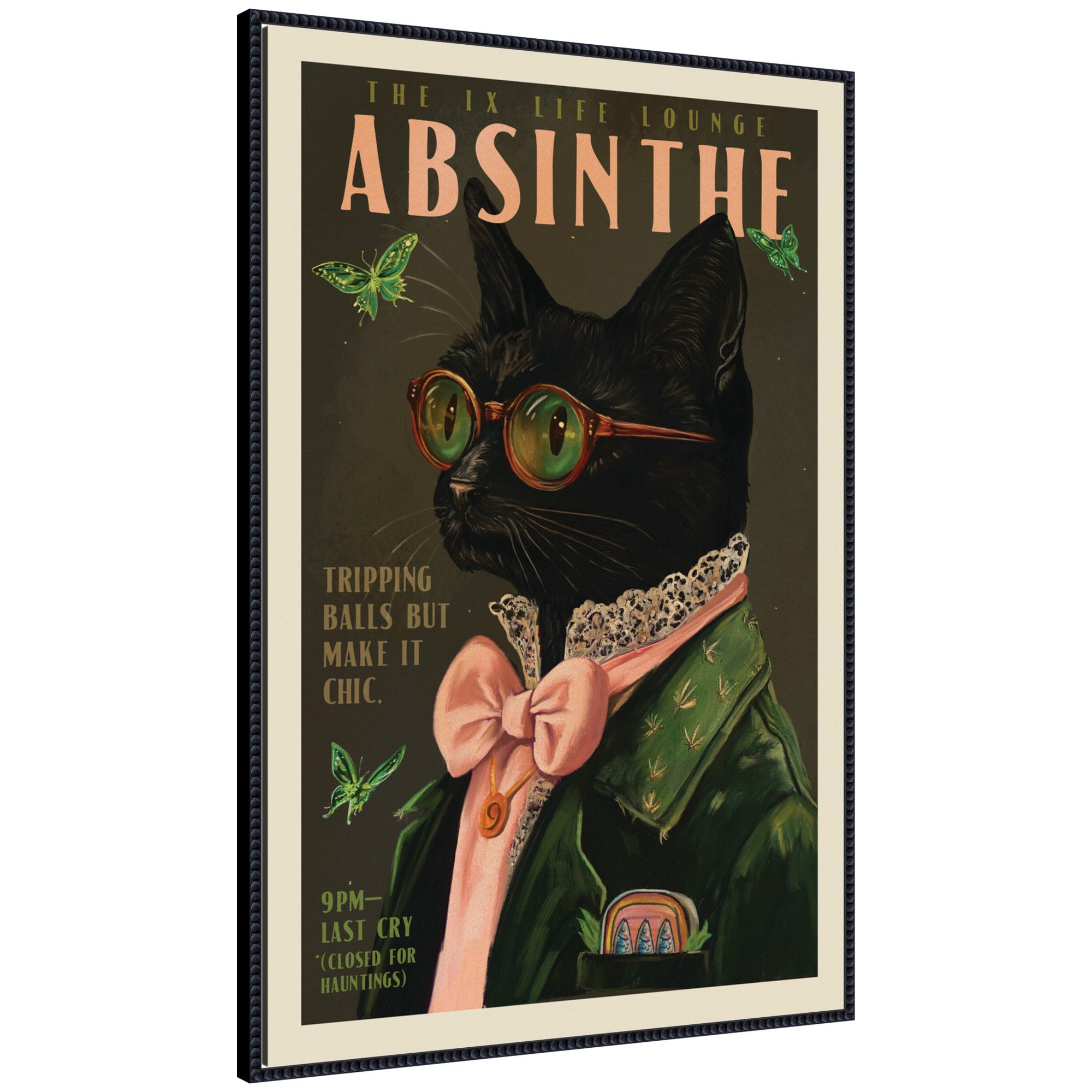 WG Absinthe Kitty by The Whiskey Ginger Framed Canvas Wall Art Print