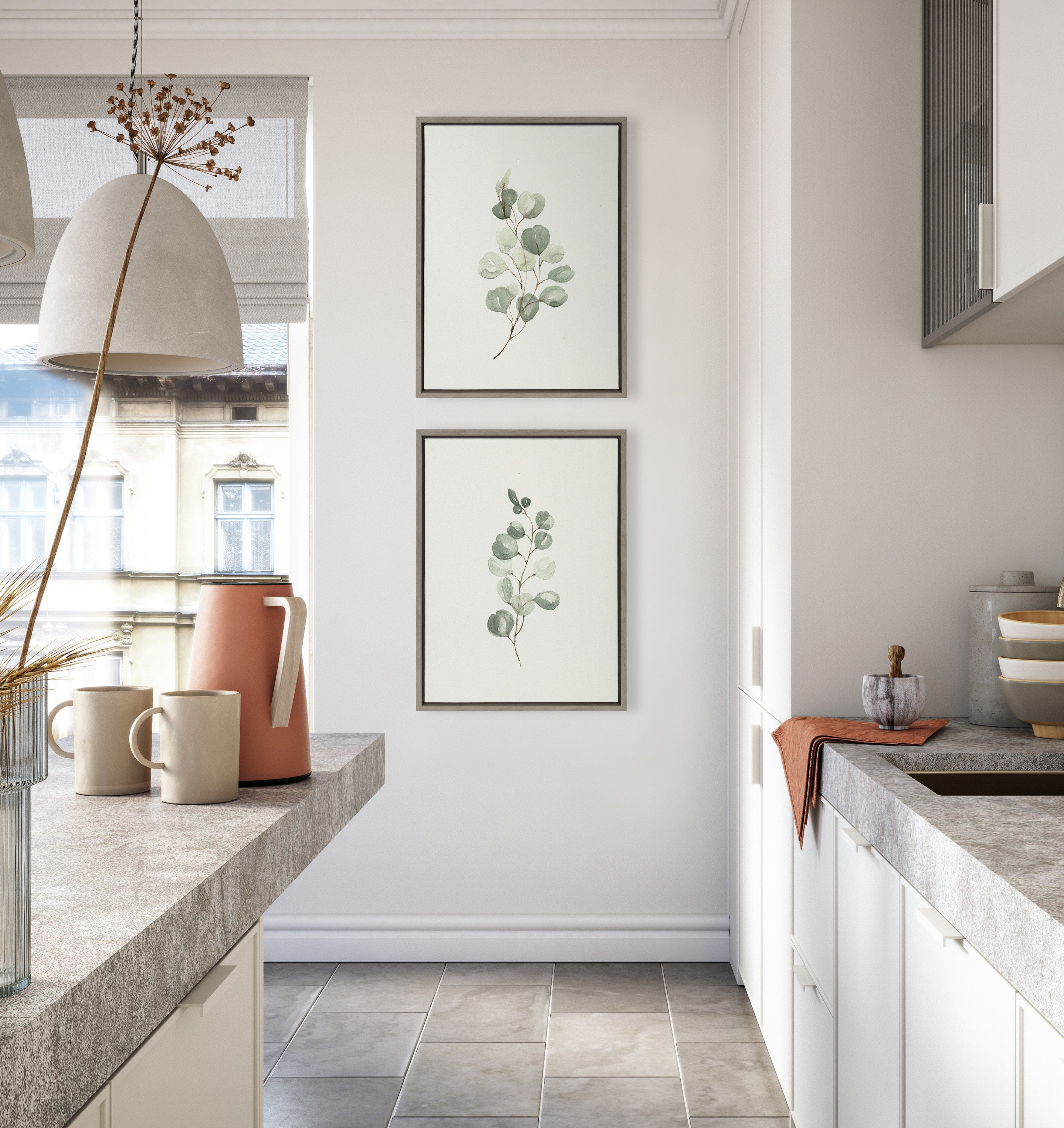 Sylvie Eucalyptus Framed Canvas Set by Maja Mitrovic
