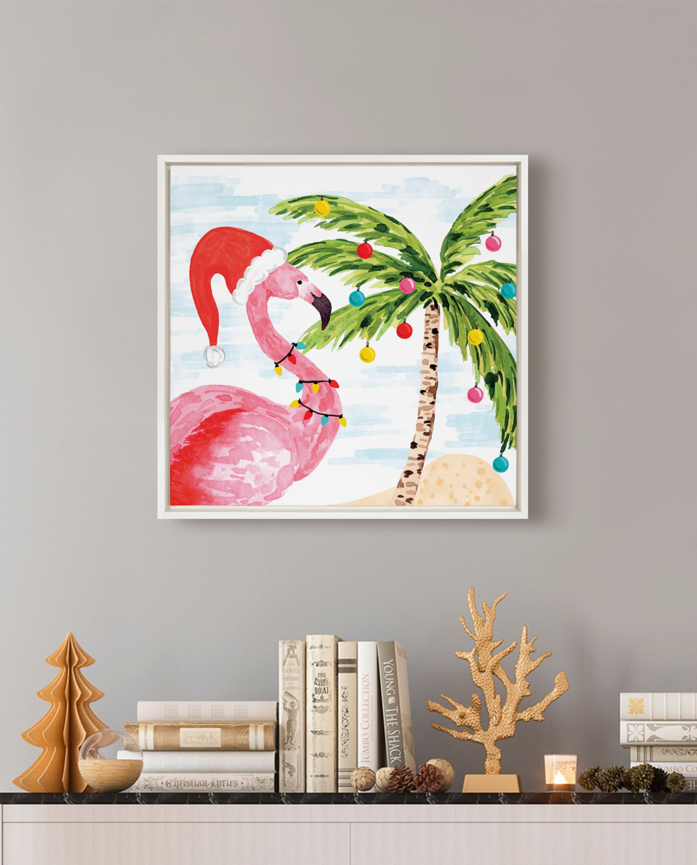 Sylvie Holiday Flamingo Framed Canvas by kateandlaurel - product image 8 for Resin Society