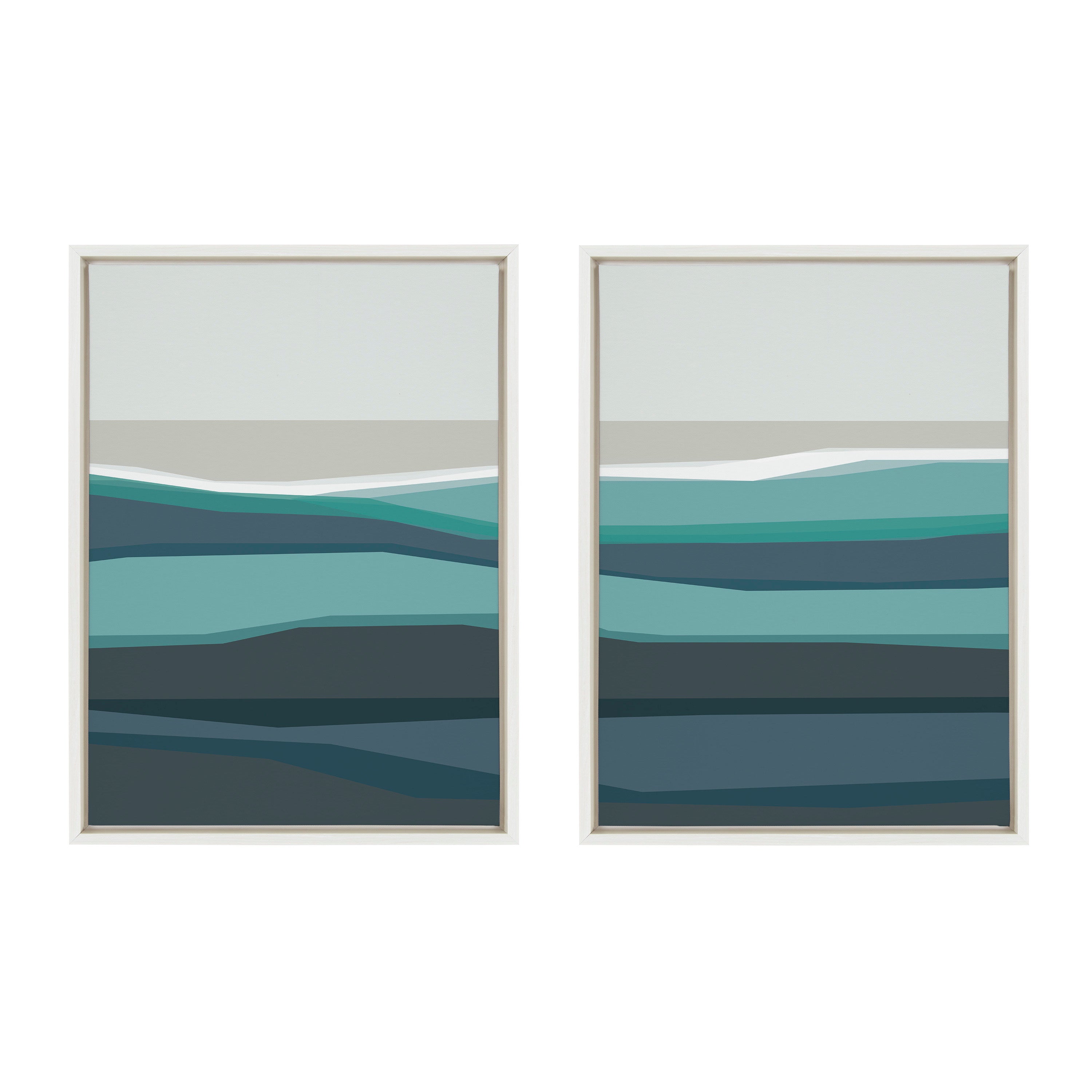 Sylvie Abstract Teal Beach Horizon Left and Right Framed Canvas by The by kateandlaurel - product image 7 for Resin Society