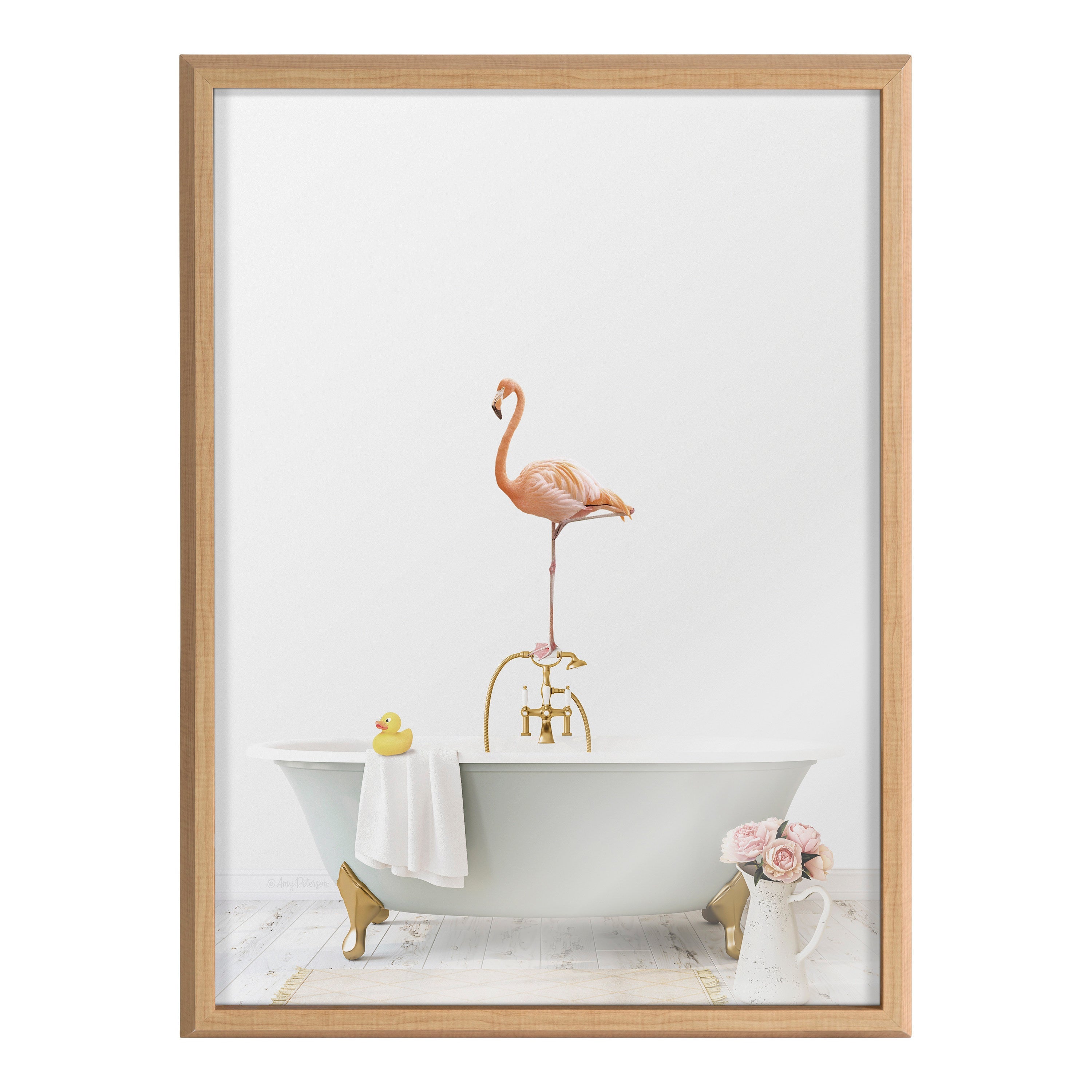 Blake Flamingo Cottage Bathroom Framed Printed Glass by kateandlaurel - product image 2 for Resin Society