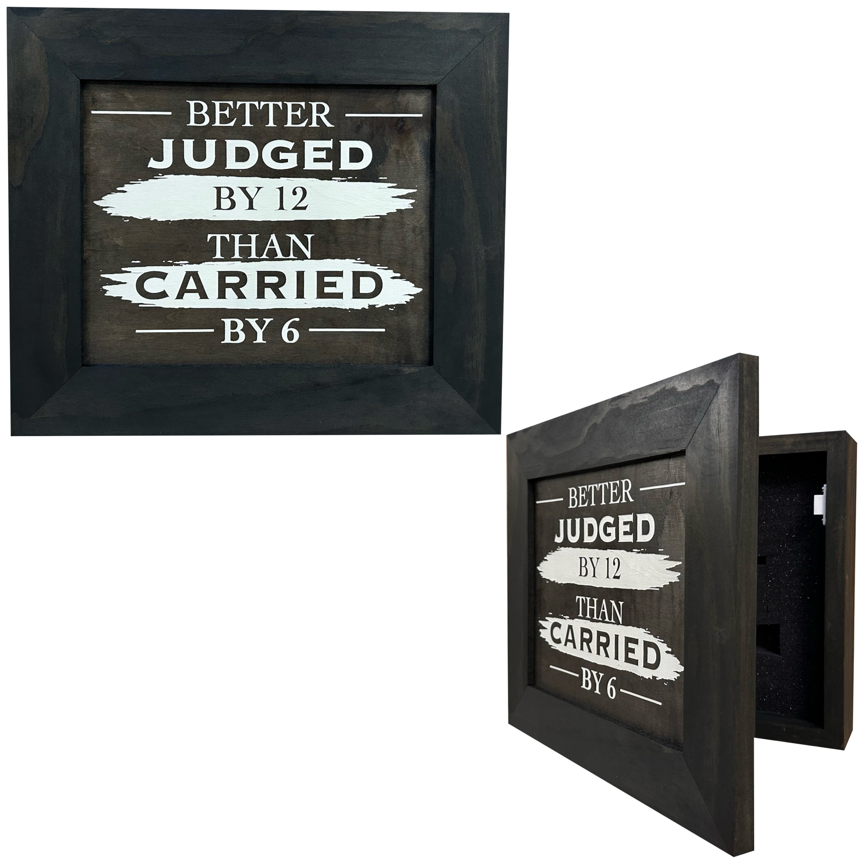 Better Judged by 12 Than Carried by 6 Gun Concealment Furniture by Bellewood Designs - main product image for Resin Society