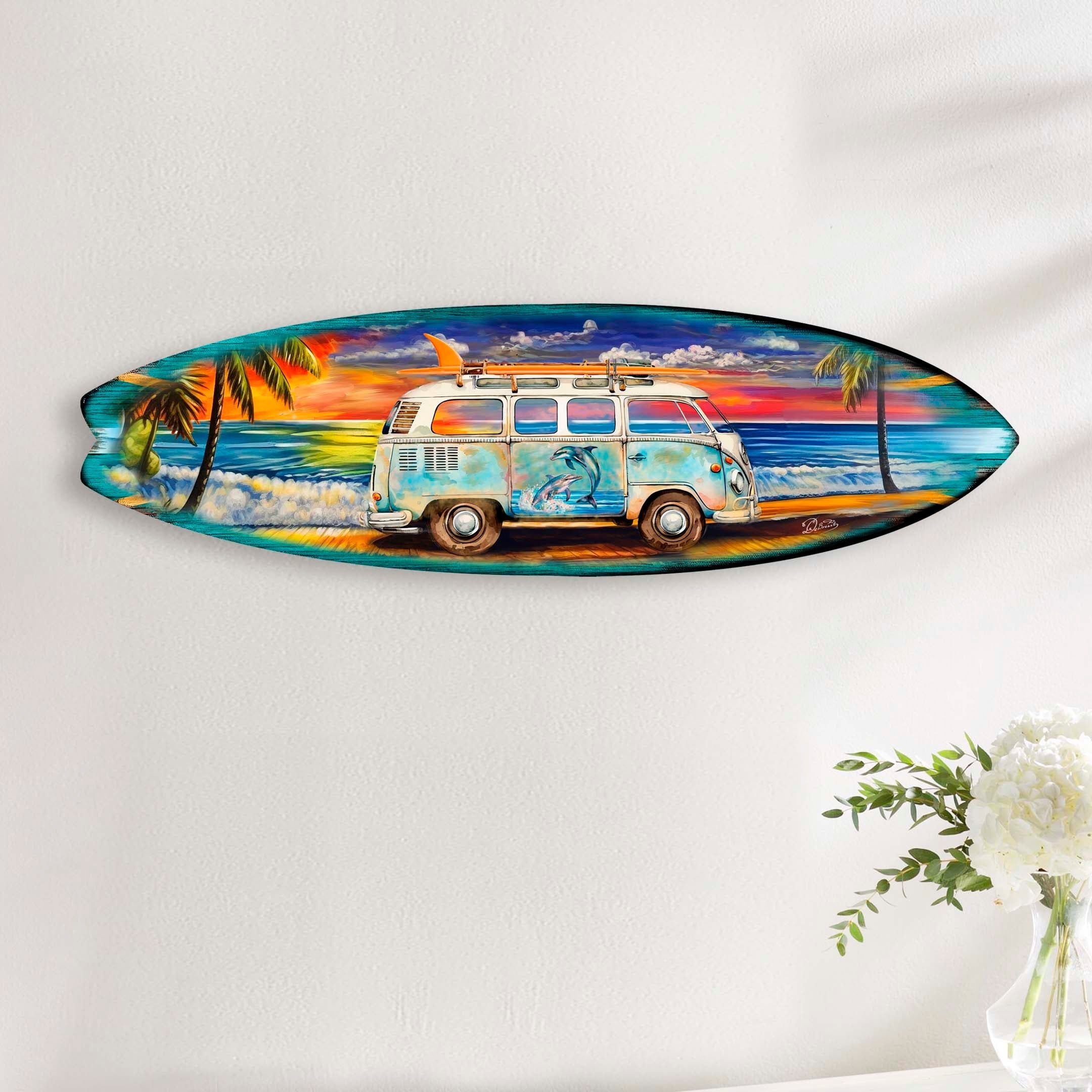 Surf Van at the Beach Surfboard Coastal Wall Art by G. DeBrekht