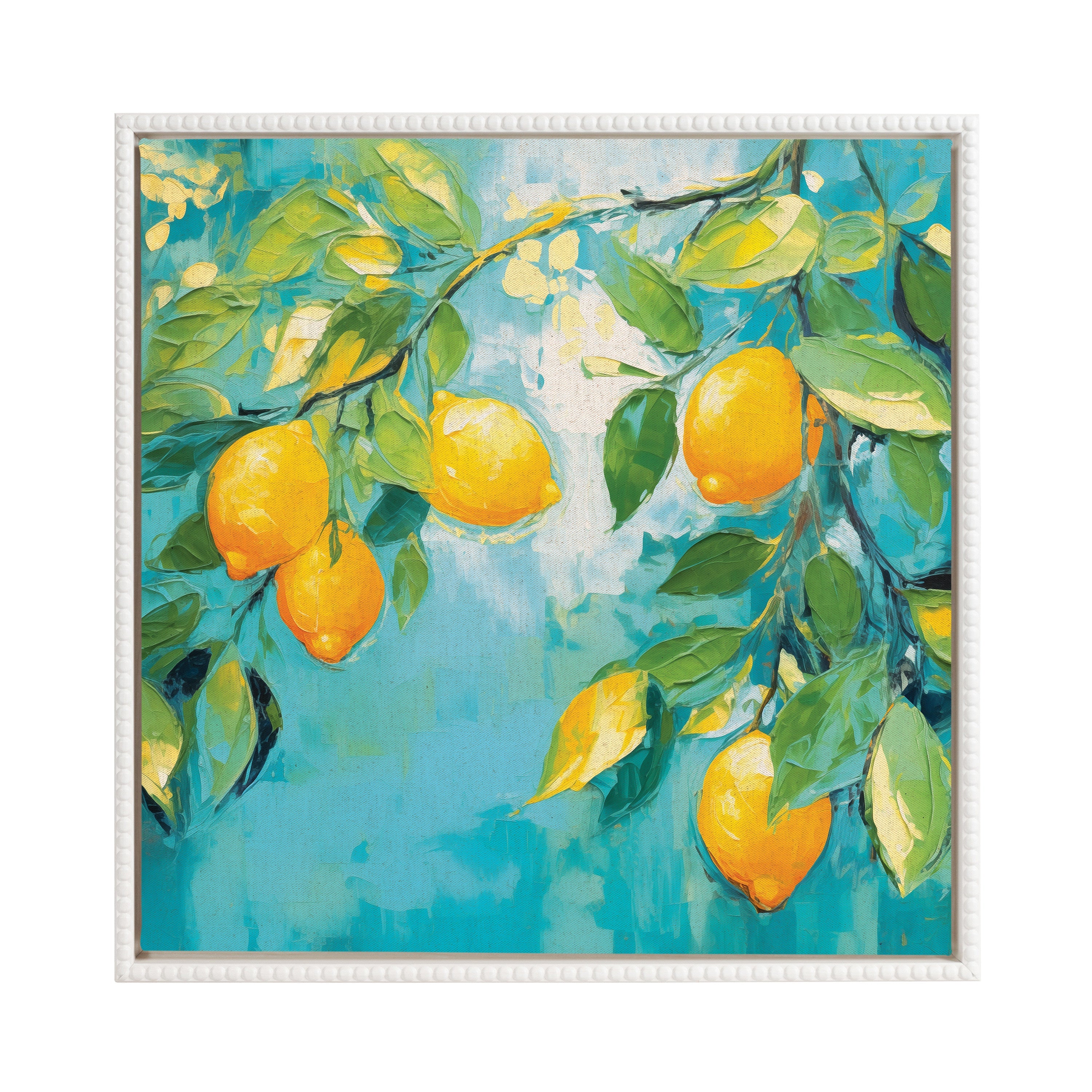 Sylvie Beaded Lemon Tree Framed Canvas by The Creative Bunch Studio