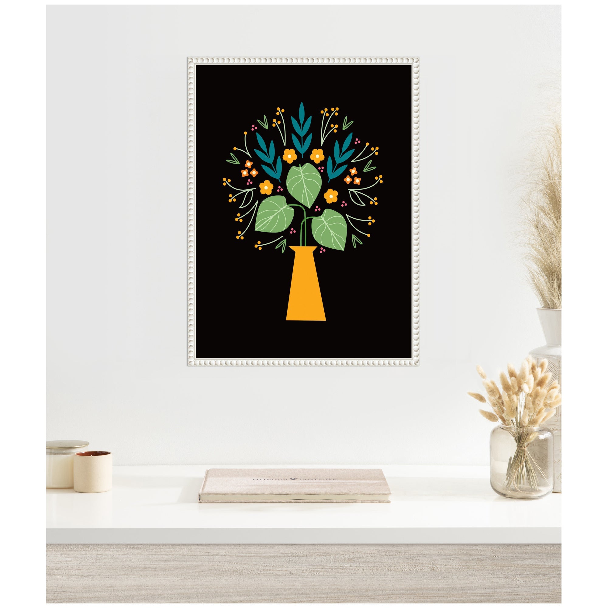 Sylvie Floral Yellow Vase Framed Canvas by Amber Leaders