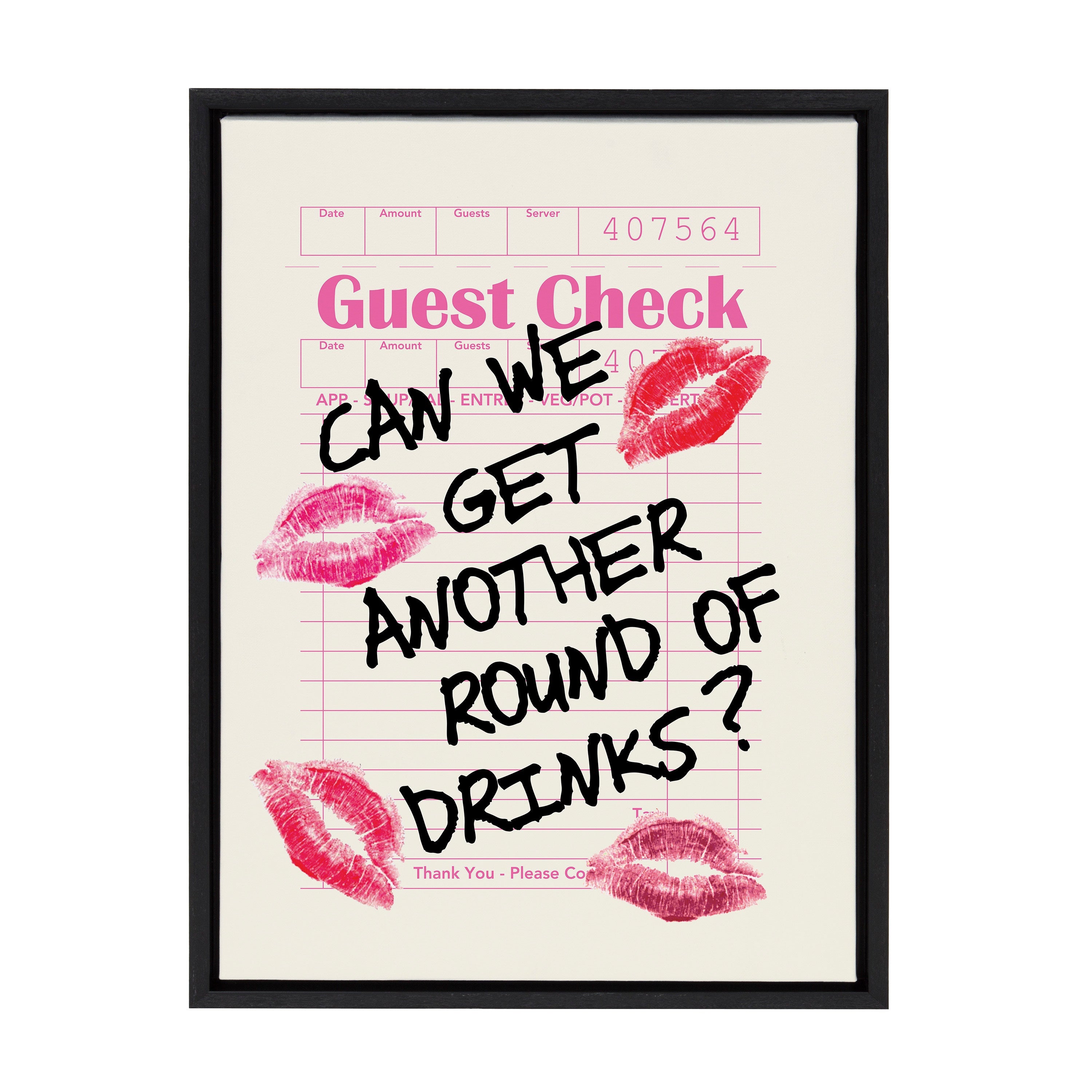 Sylvie Another Round Guest Check Framed Canvas by Alli Standefer