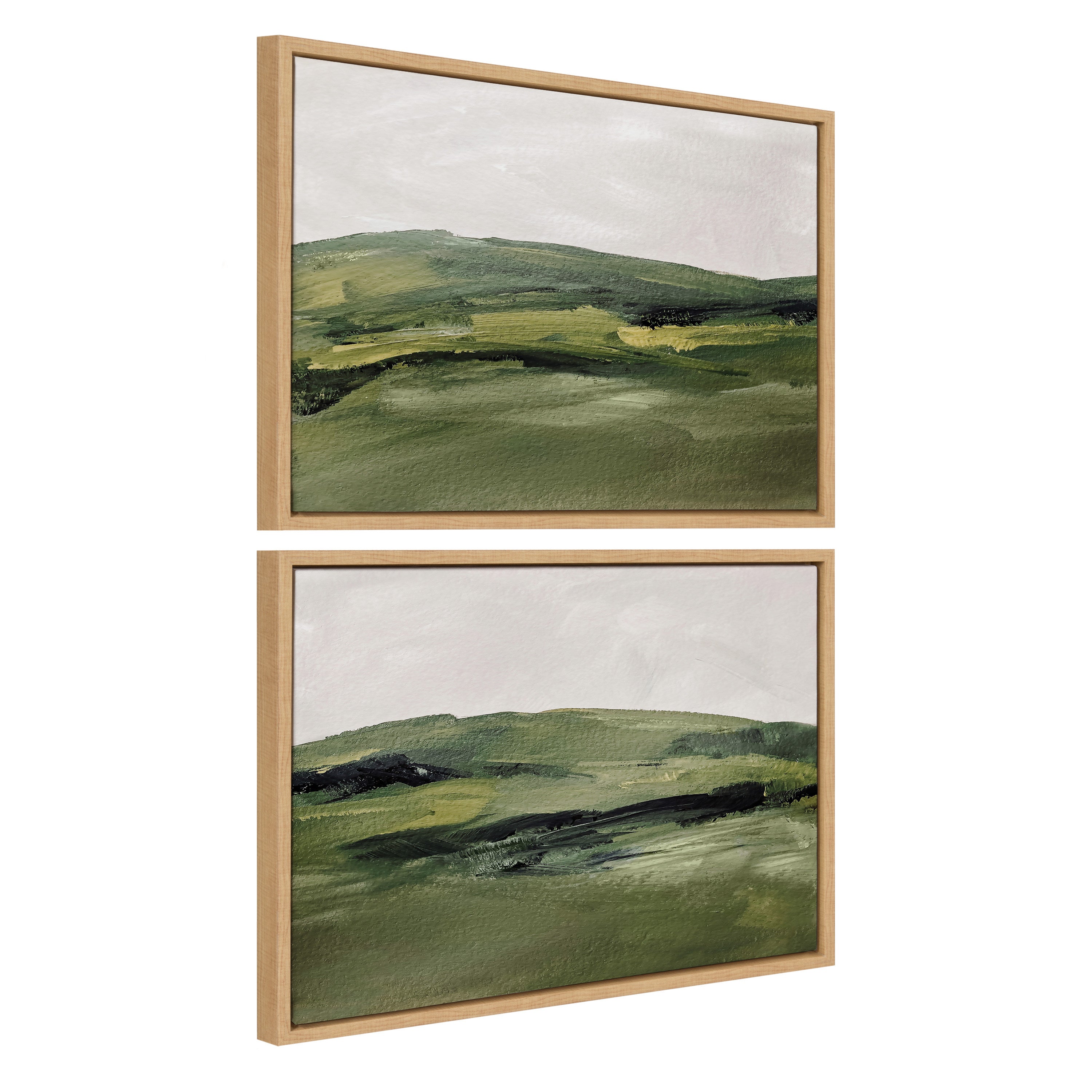 Framed canvas art set featuring Green Mountain Landscape I and II by Amy Lighthall