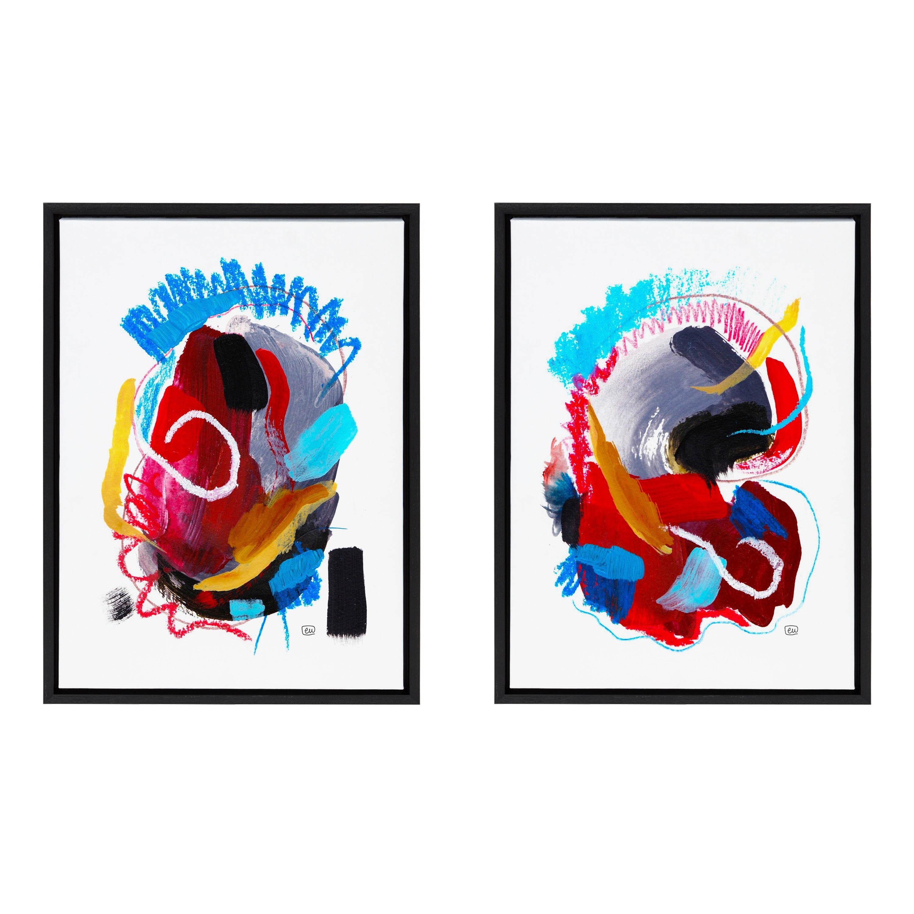 Sylvie Intensity No 1 and 2 Framed Canvas Art Set by Erika Wynn