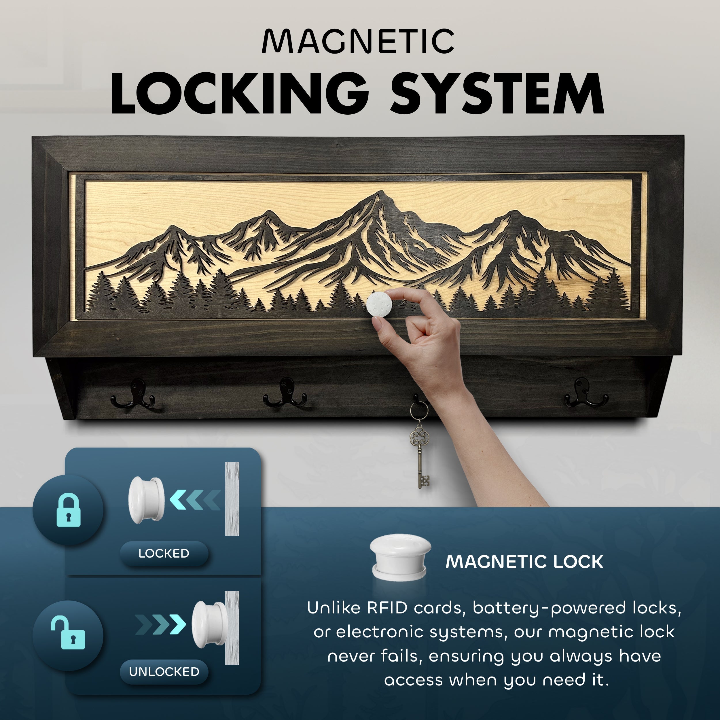 Mountain Scene Concealed Gun Storage Coat, Key, Bag Storage by Bellewood Designs - product image 5 for Resin Society
